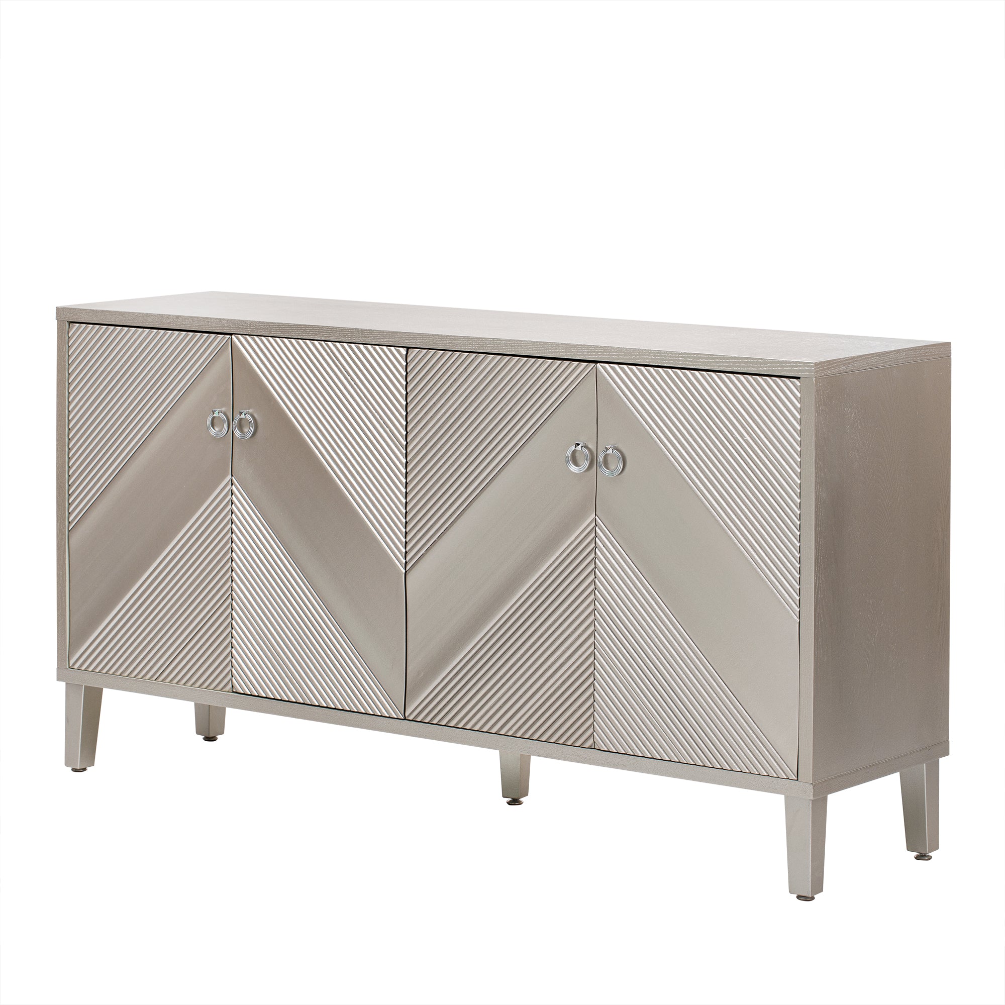 32" Tall MDF 4-door Accent Cabinet with Fraxinus Mandschuric Solid Wood Veneer