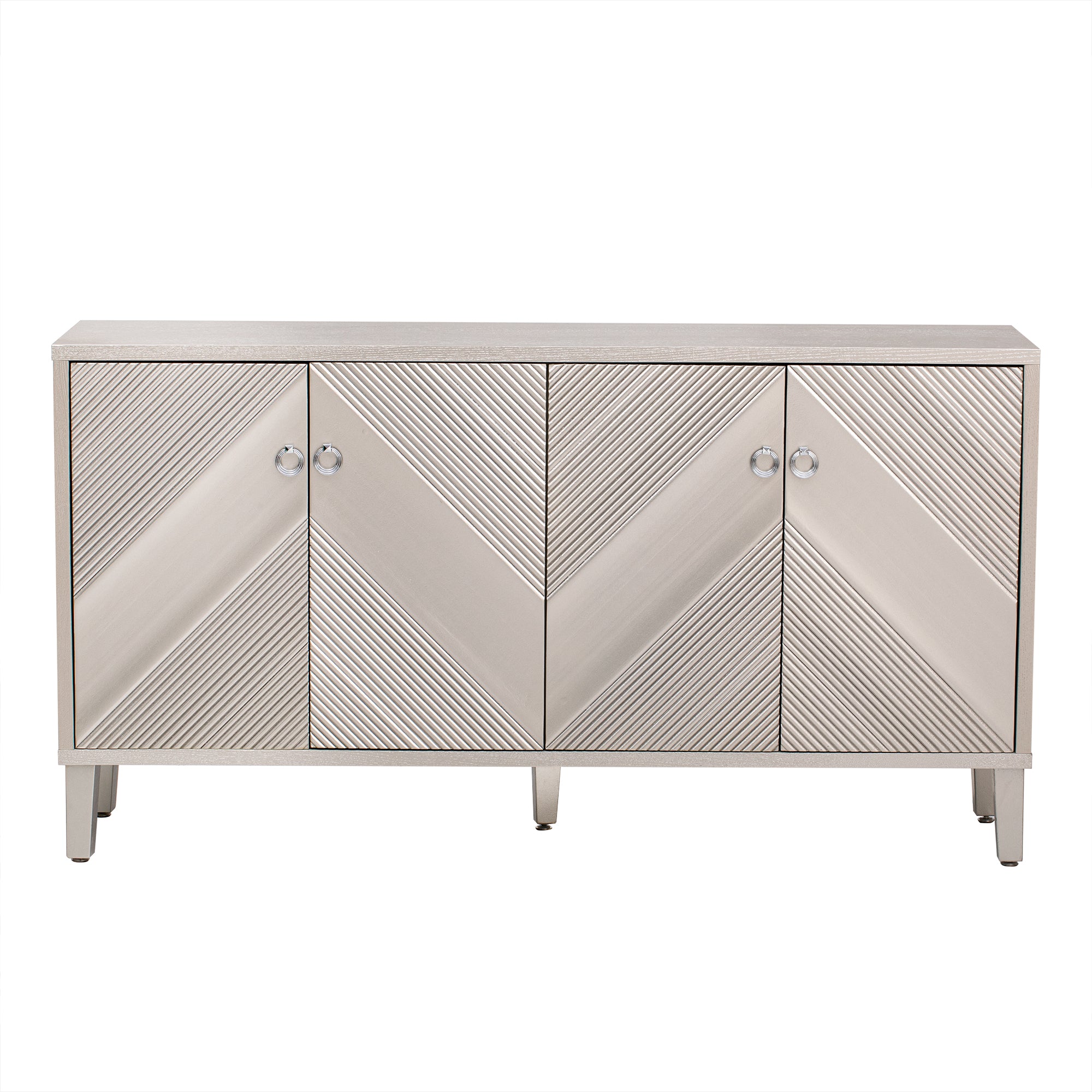 32" Tall MDF 4-door Accent Cabinet with Fraxinus Mandschuric Solid Wood Veneer