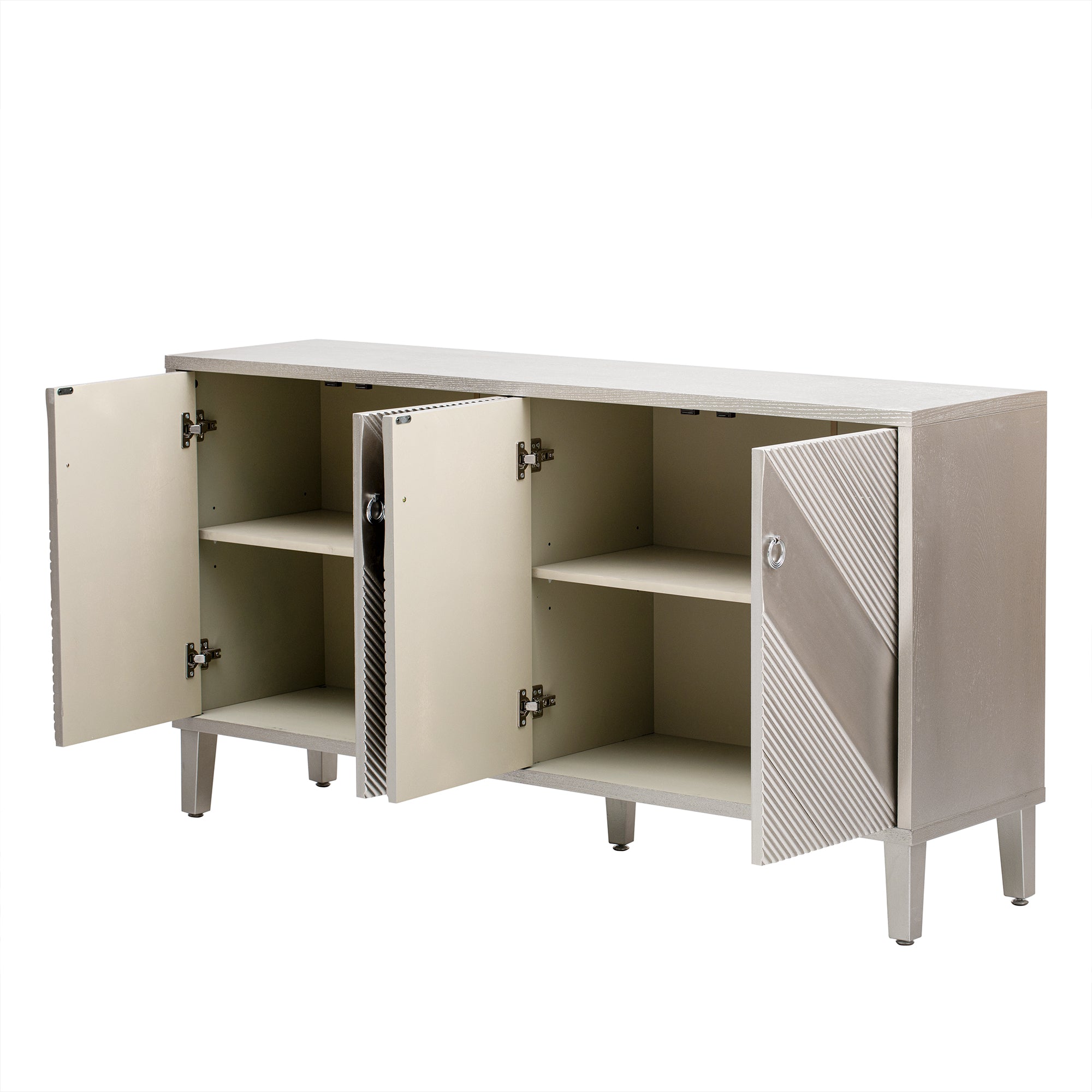 32" Tall MDF 4-door Accent Cabinet with Fraxinus Mandschuric Solid Wood Veneer