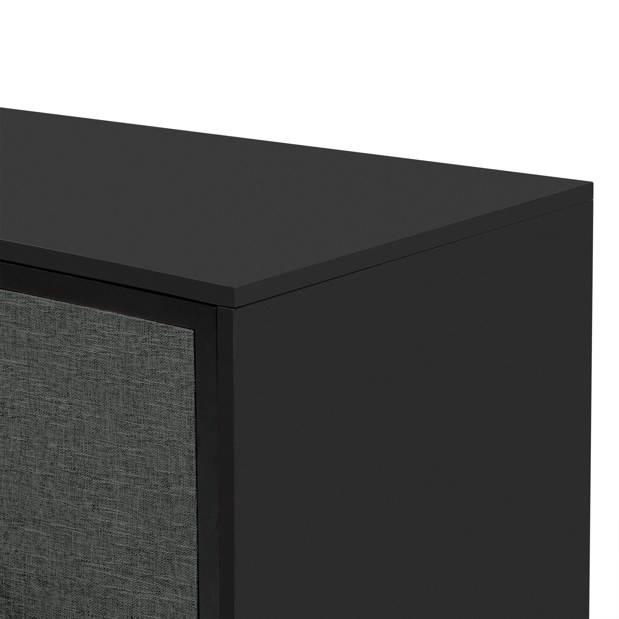 34" Tall MDF 3-door Curved Design Storage Cabinet