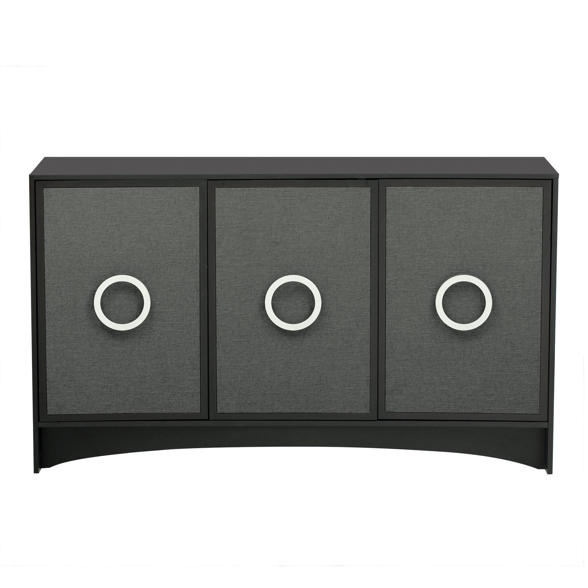 34" Tall MDF 3-door Curved Design Storage Cabinet