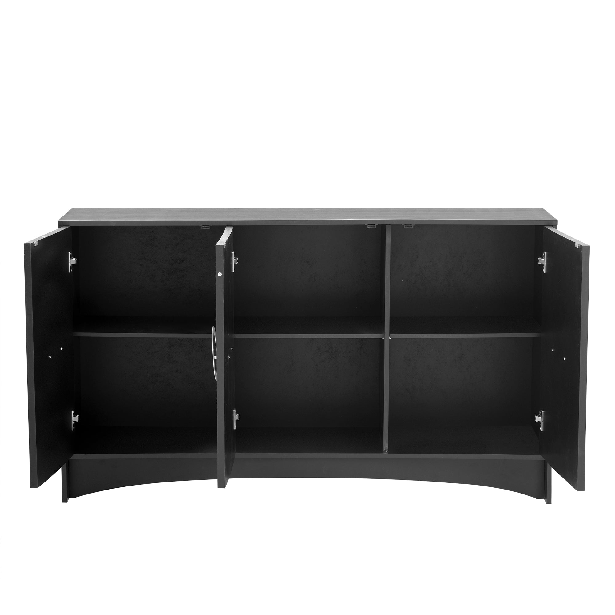 34" Tall MDF 3-door Curved Design Storage Cabinet