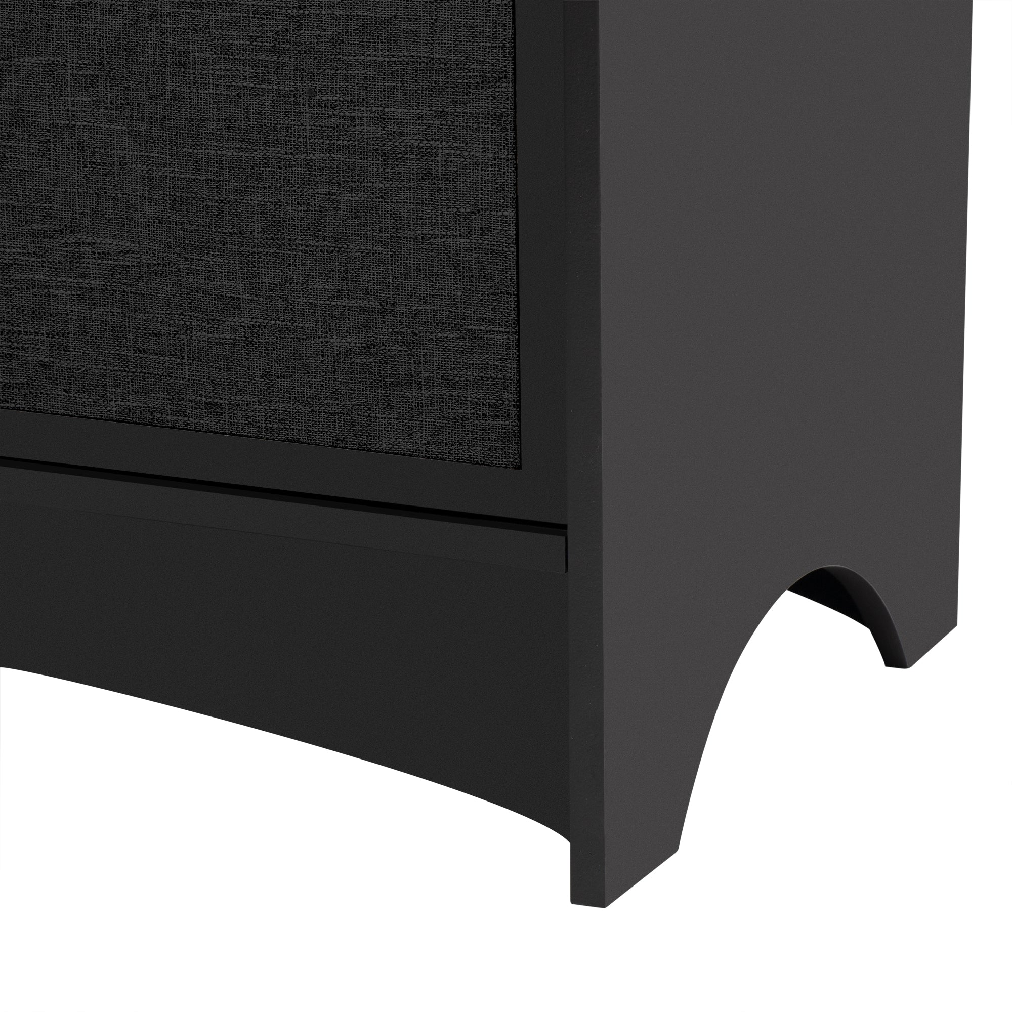 34" Tall MDF 3-door Curved Design Storage Cabinet