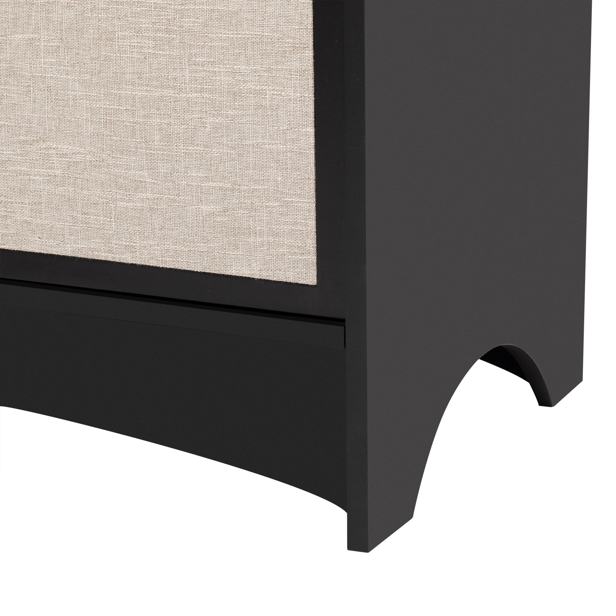 34" Tall MDF 3-door Curved Design Storage Cabinet