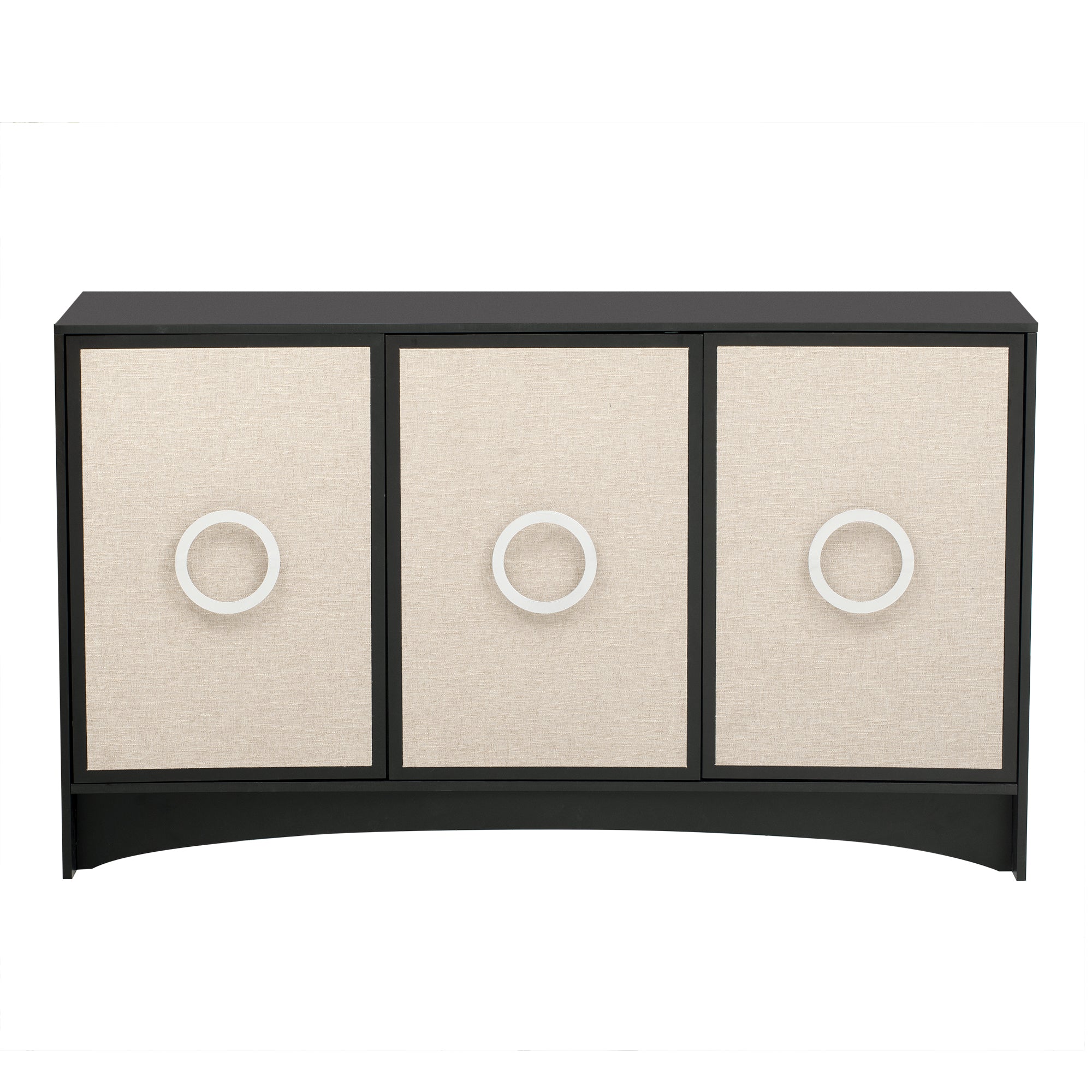 34" Tall MDF 3-door Curved Design Storage Cabinet
