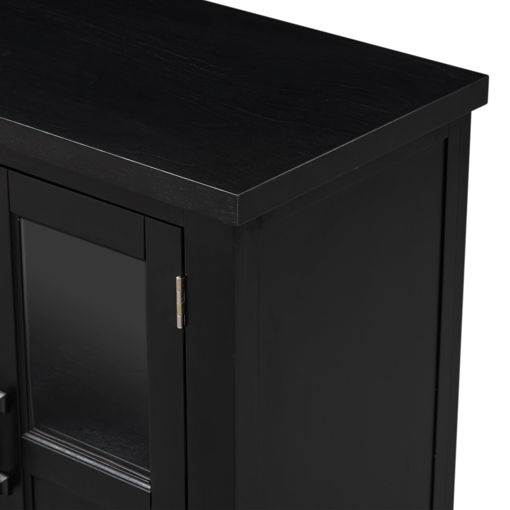 34" Tall MDF 4-door Accent Cabinet with Adjustable Shelf and Metal Handles