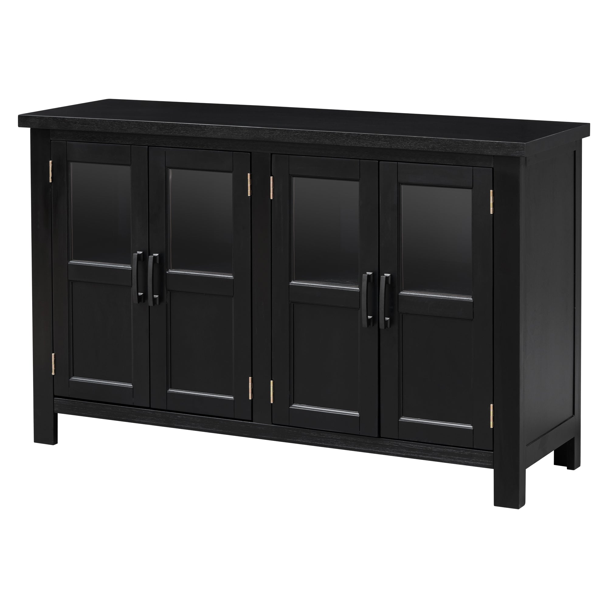 34" Tall MDF 4-door Accent Cabinet with Adjustable Shelf and Metal Handles