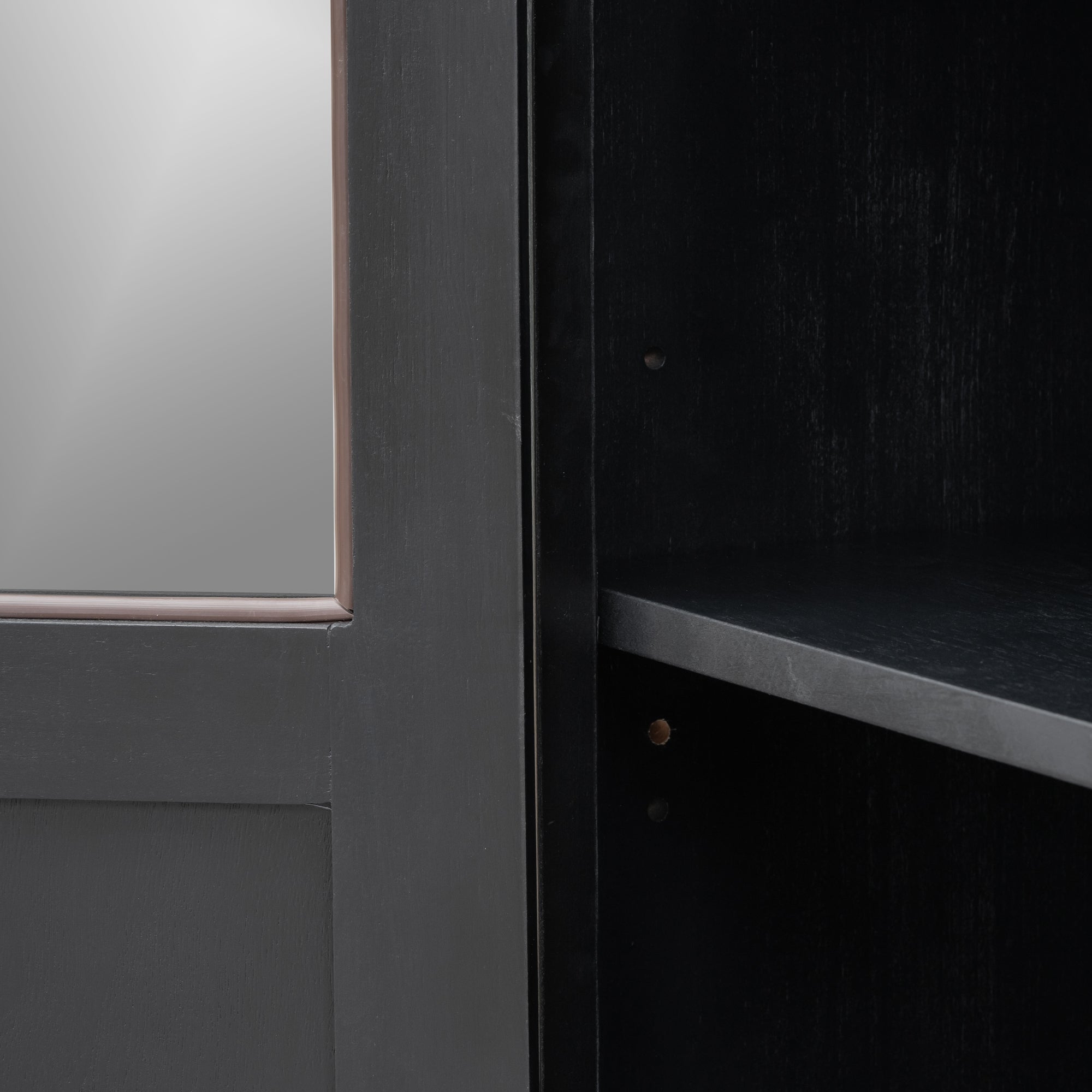 34" Tall MDF 4-door Accent Cabinet with Adjustable Shelf and Metal Handles