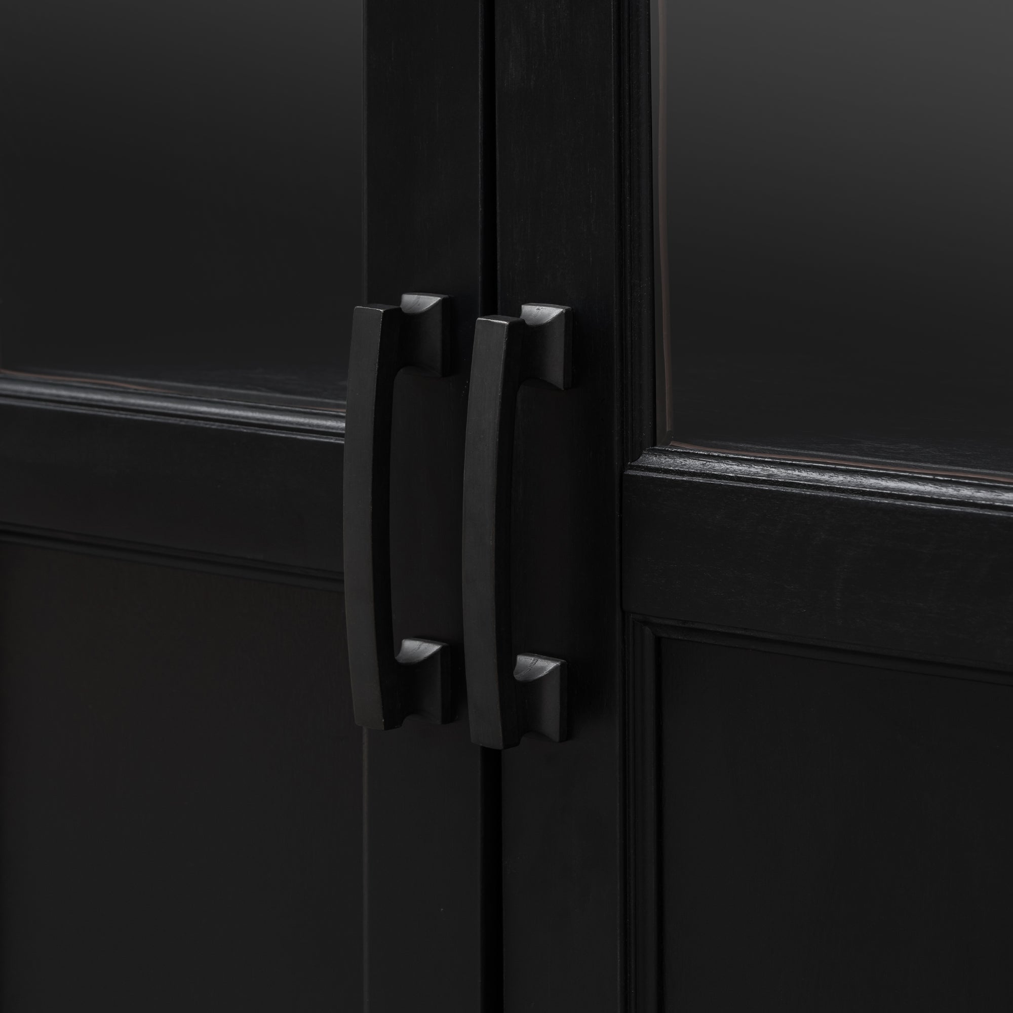 34" Tall MDF 4-door Accent Cabinet with Adjustable Shelf and Metal Handles