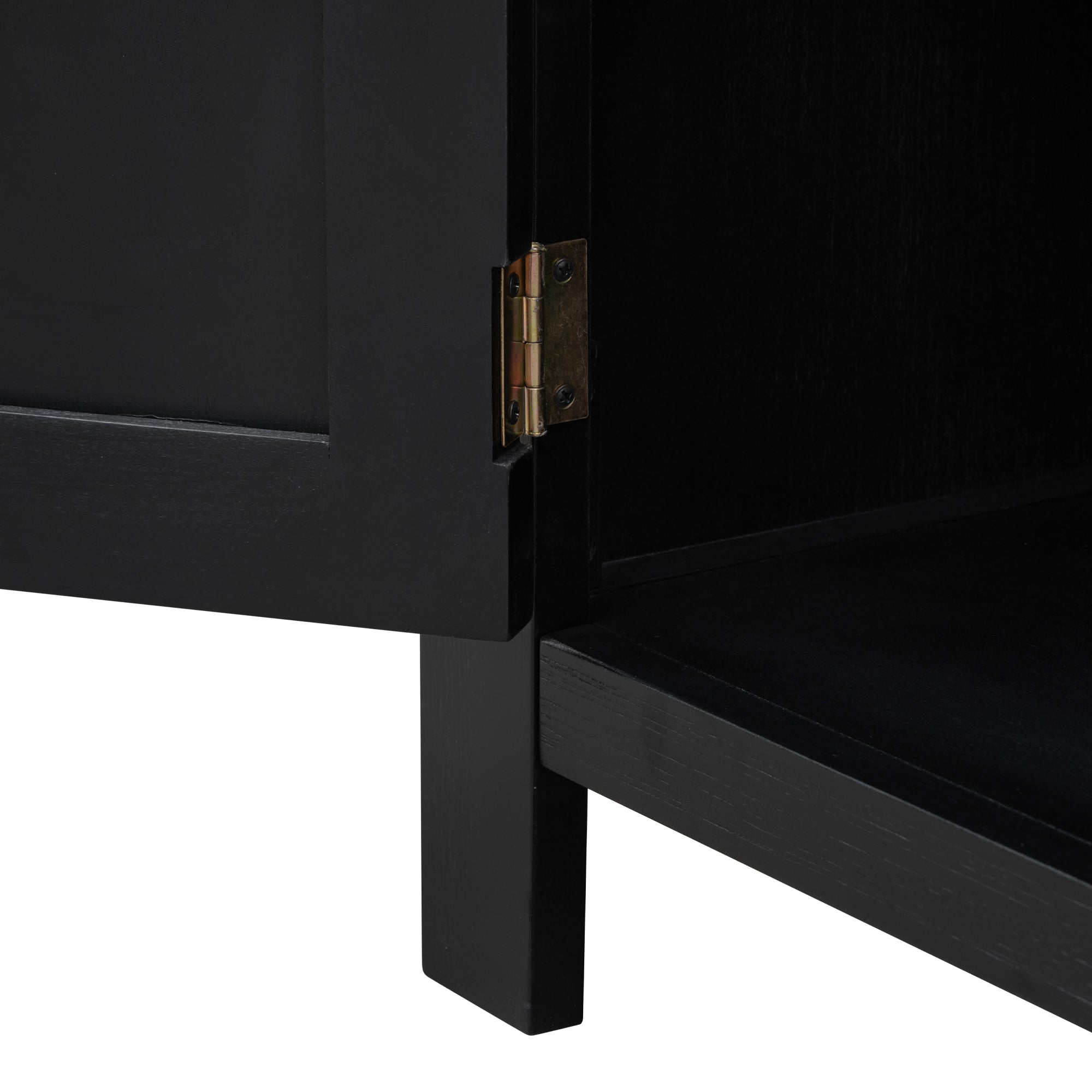 34" Tall MDF 4-door Accent Cabinet with Adjustable Shelf and Metal Handles