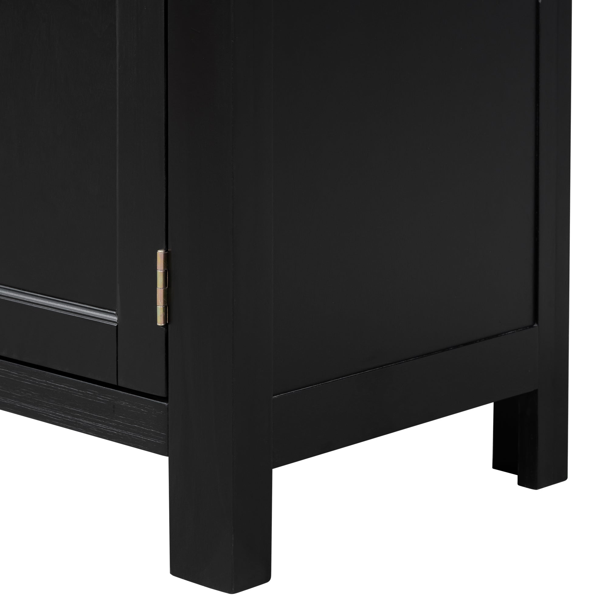 34" Tall MDF 4-door Accent Cabinet with Adjustable Shelf and Metal Handles