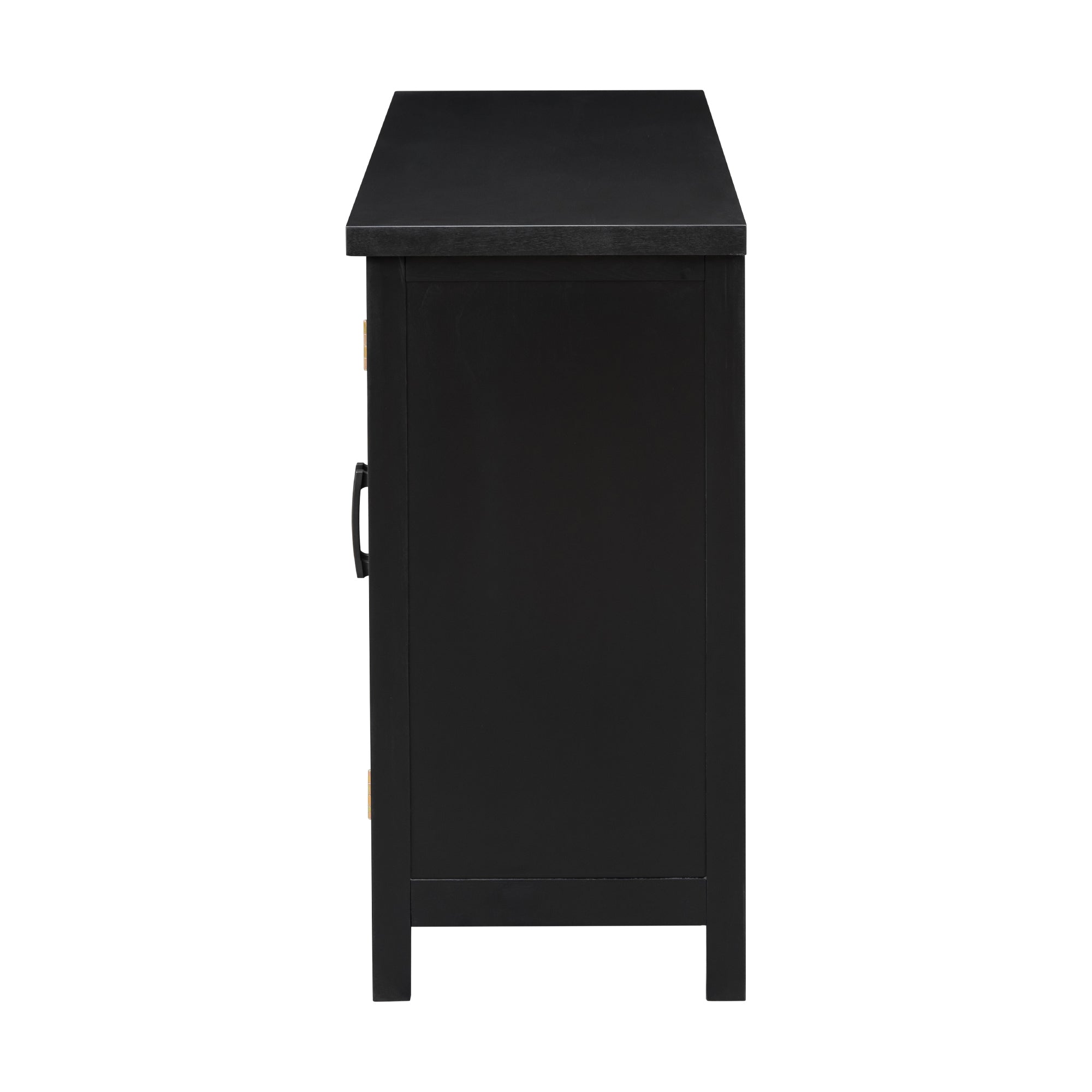 34" Tall MDF 4-door Accent Cabinet with Adjustable Shelf and Metal Handles