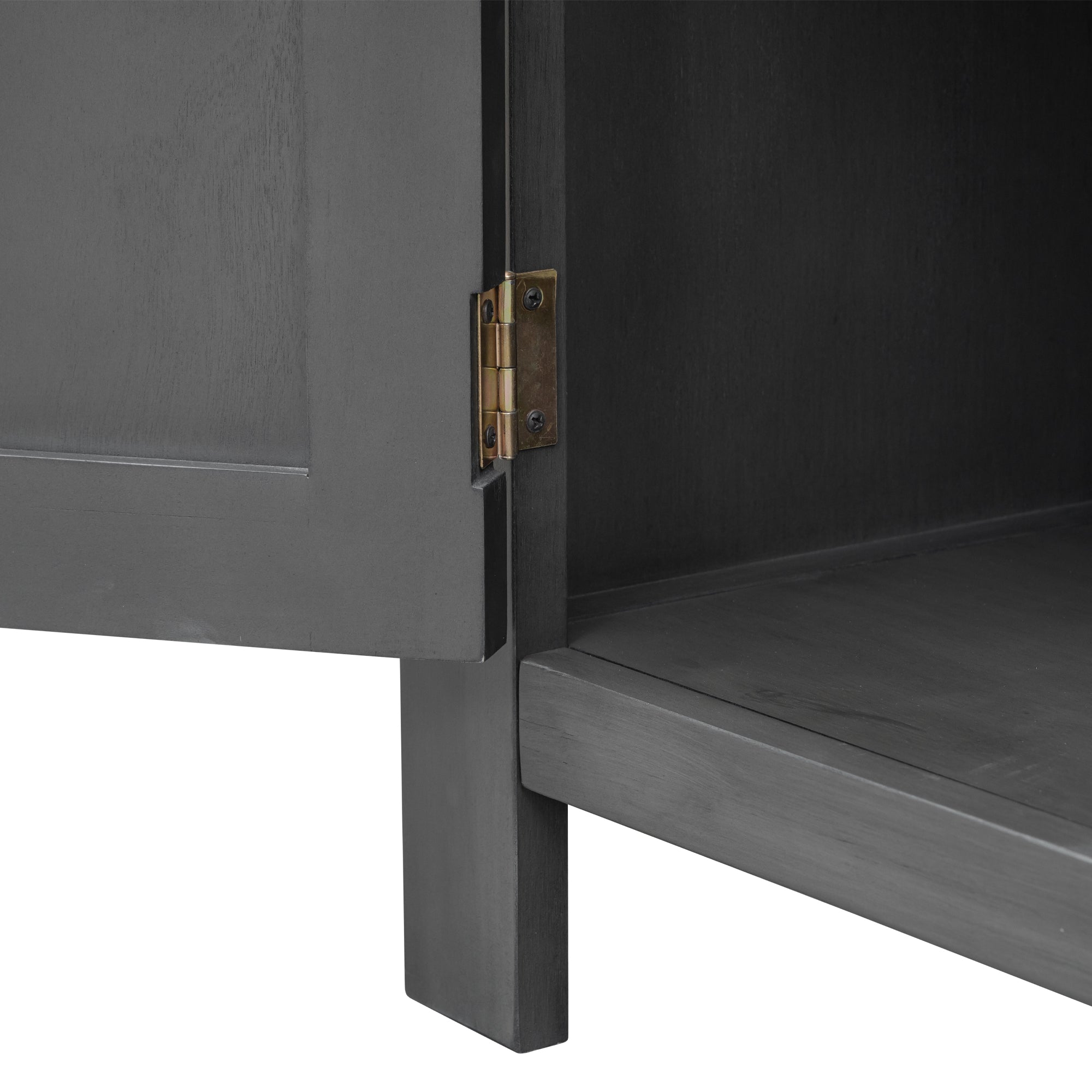 34" Tall MDF 4-door Accent Cabinet with Adjustable Shelf and Metal Handles