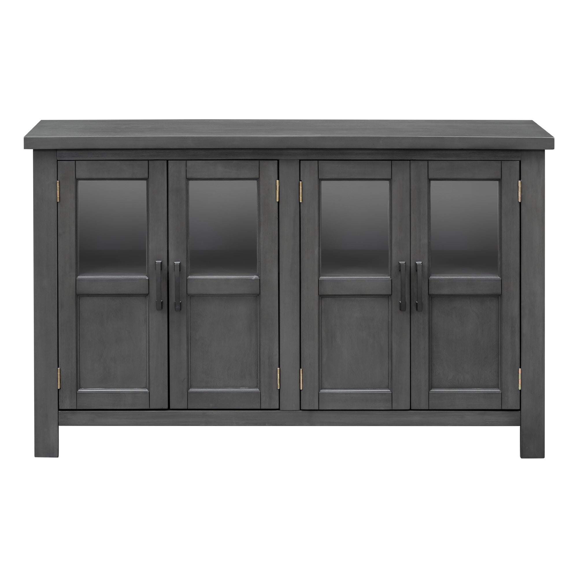 34" Tall MDF 4-door Accent Cabinet with Adjustable Shelf and Metal Handles