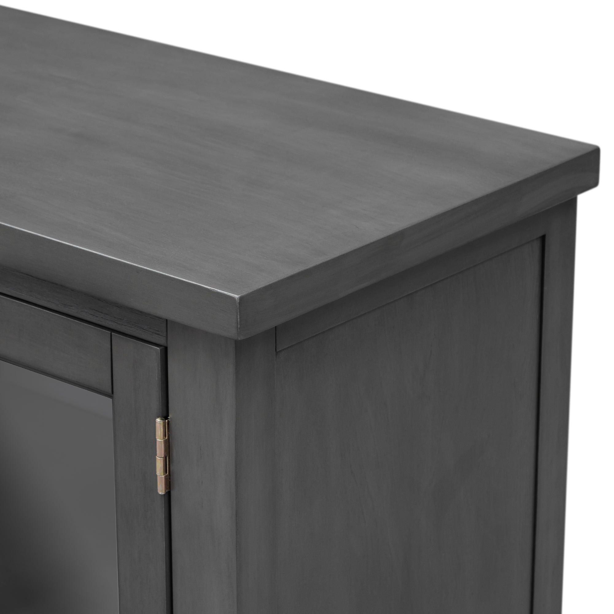 34" Tall MDF 4-door Accent Cabinet with Adjustable Shelf and Metal Handles