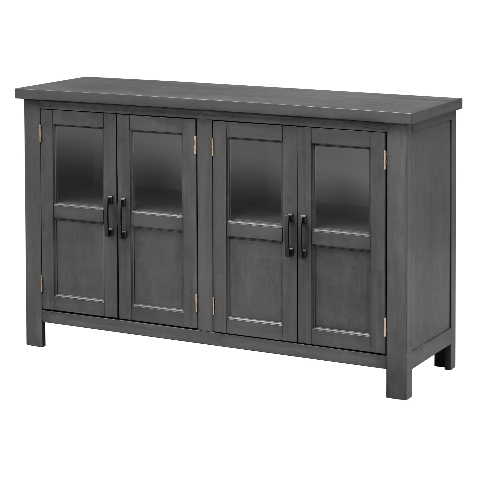 34" Tall MDF 4-door Accent Cabinet with Adjustable Shelf and Metal Handles
