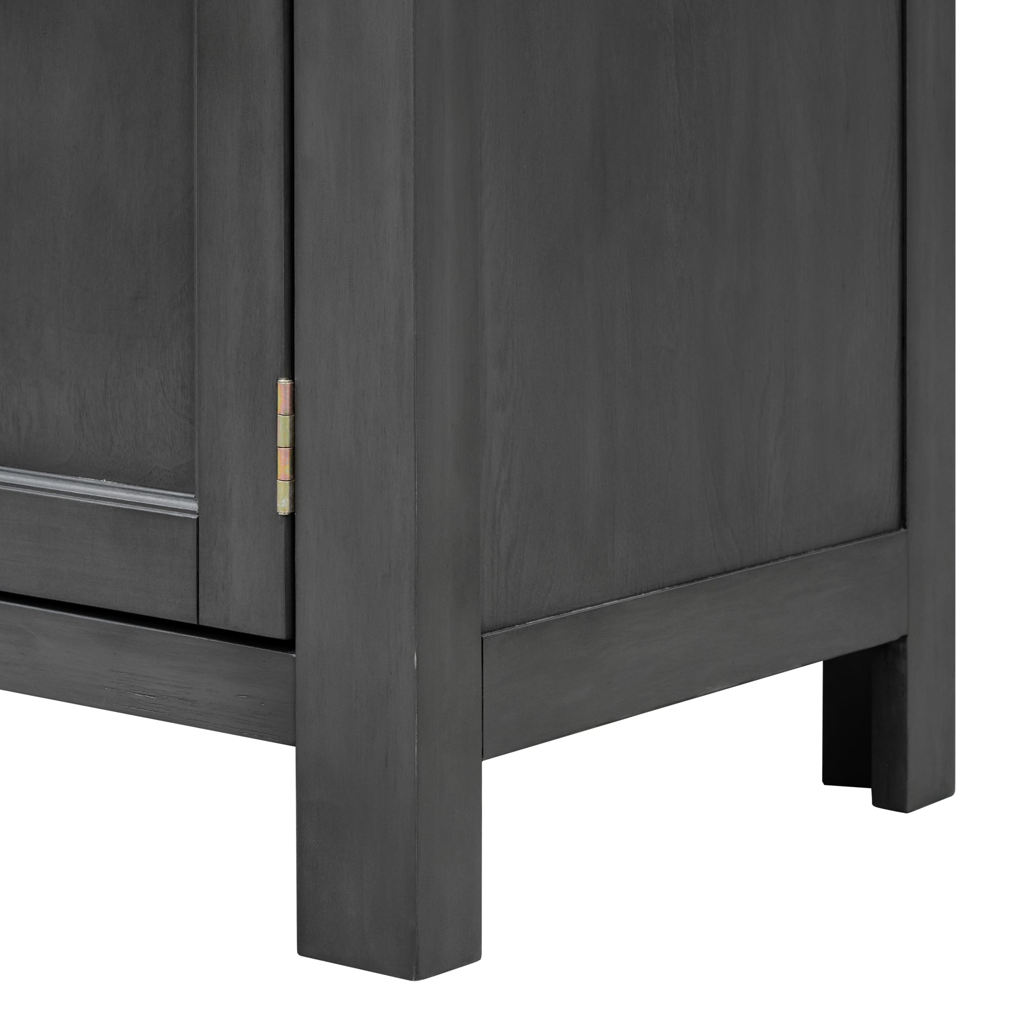 34" Tall MDF 4-door Accent Cabinet with Adjustable Shelf and Metal Handles
