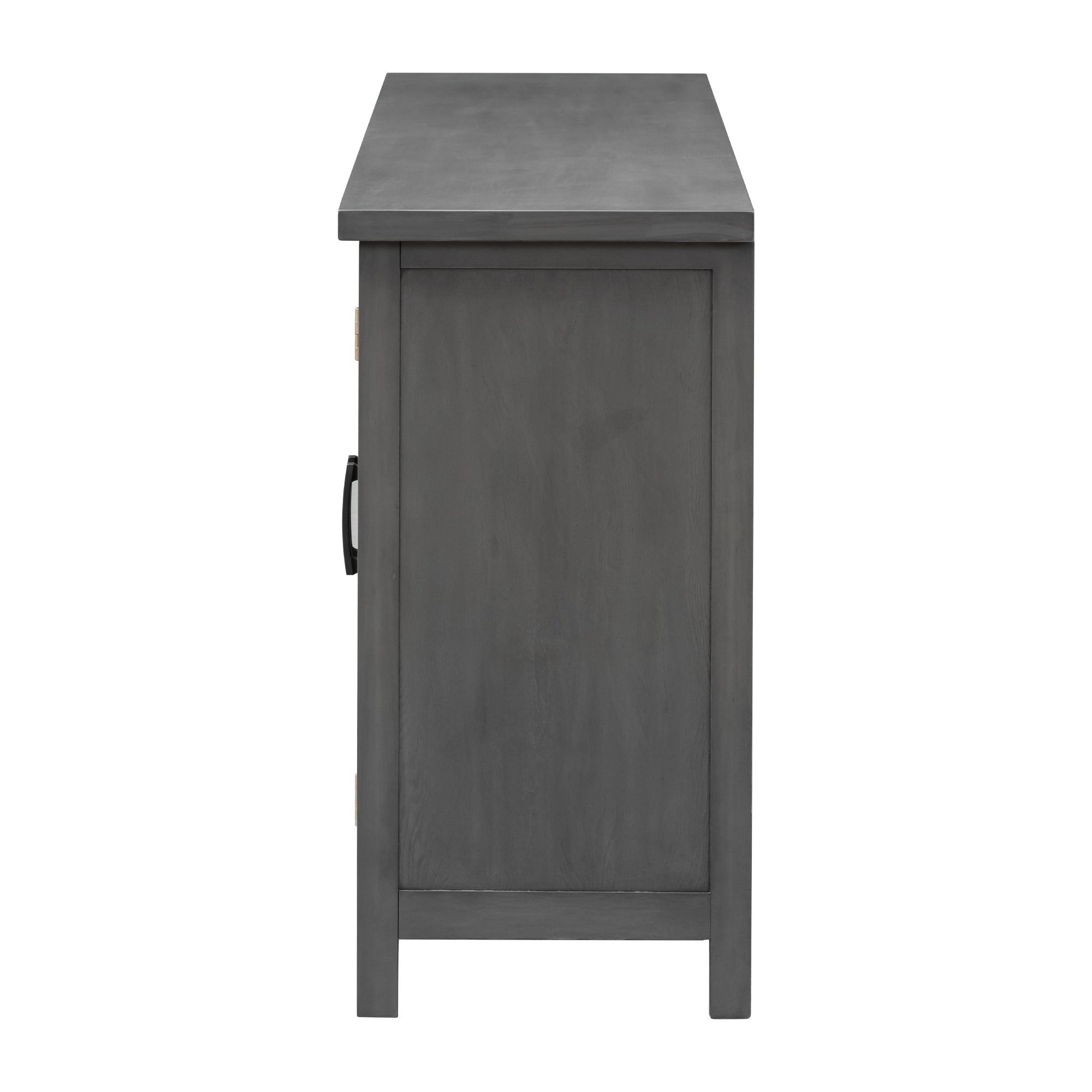 34" Tall MDF 4-door Accent Cabinet with Adjustable Shelf and Metal Handles