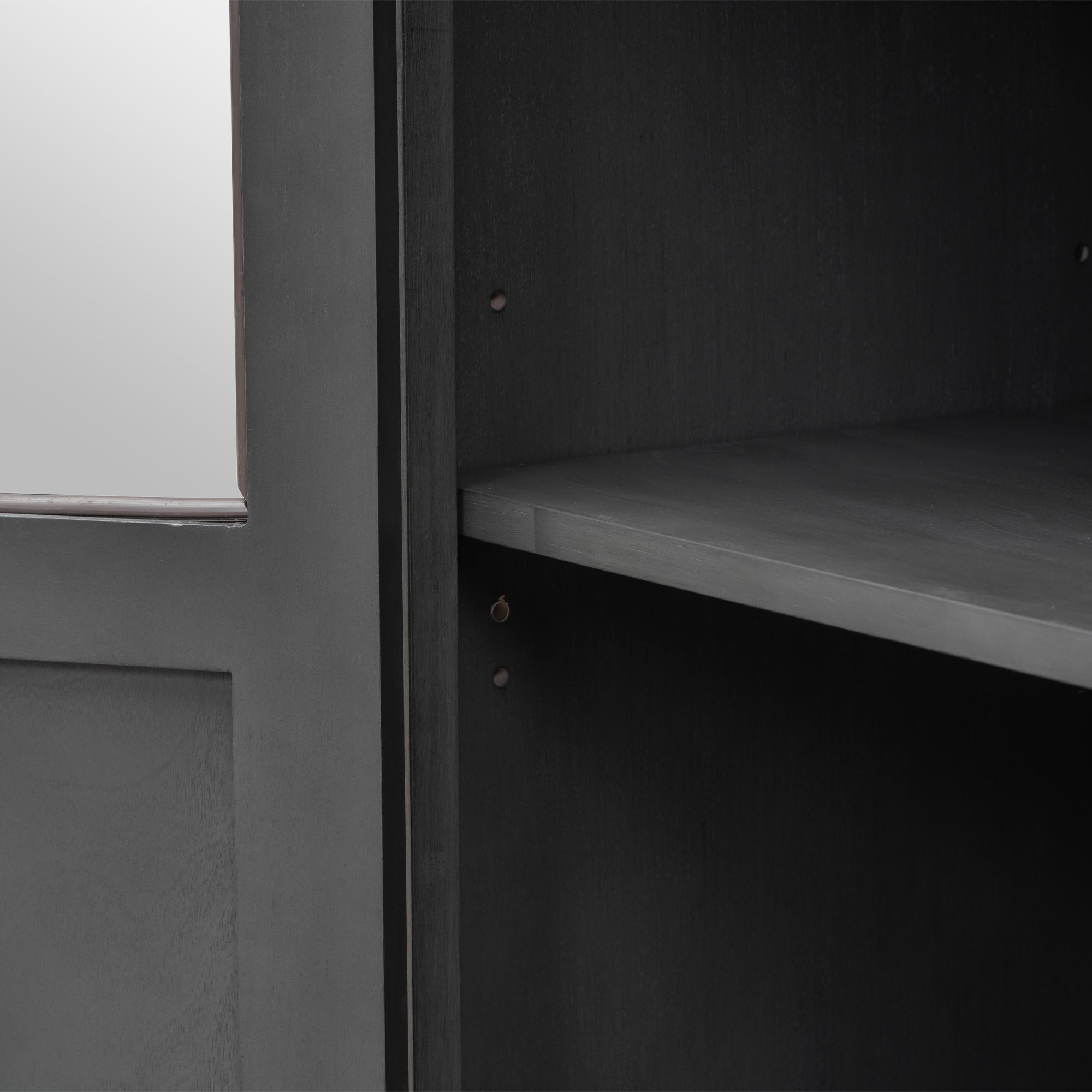 34" Tall MDF 4-door Accent Cabinet with Adjustable Shelf and Metal Handles
