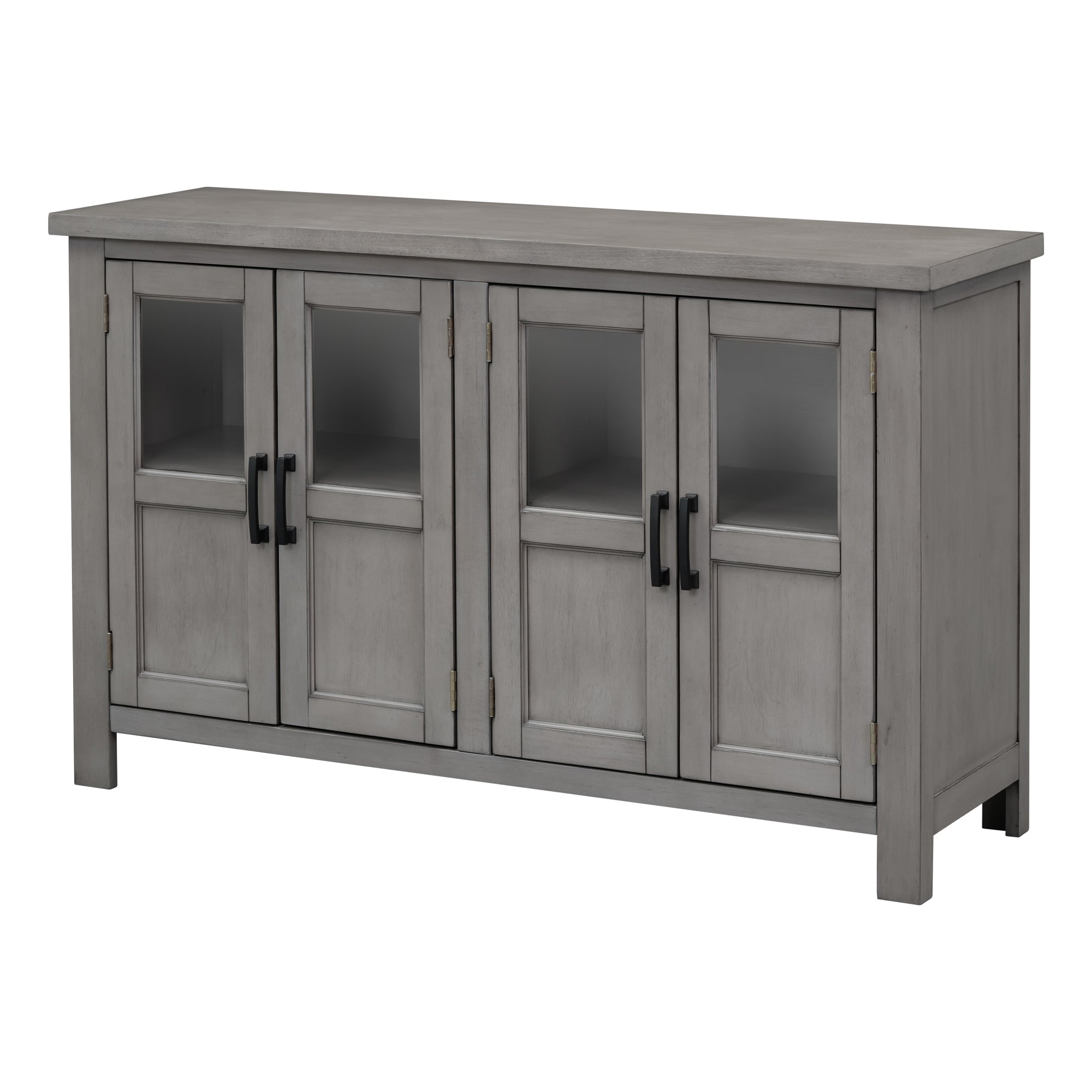 34" Tall MDF 4-door Accent Cabinet with Adjustable Shelf and Metal Handles
