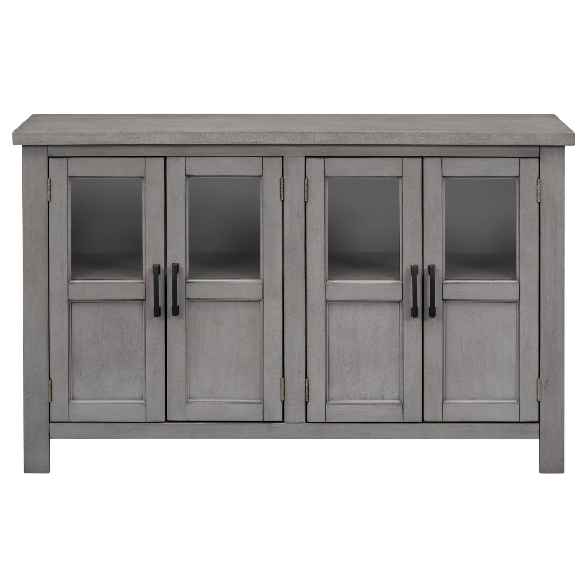 34" Tall MDF 4-door Accent Cabinet with Adjustable Shelf and Metal Handles