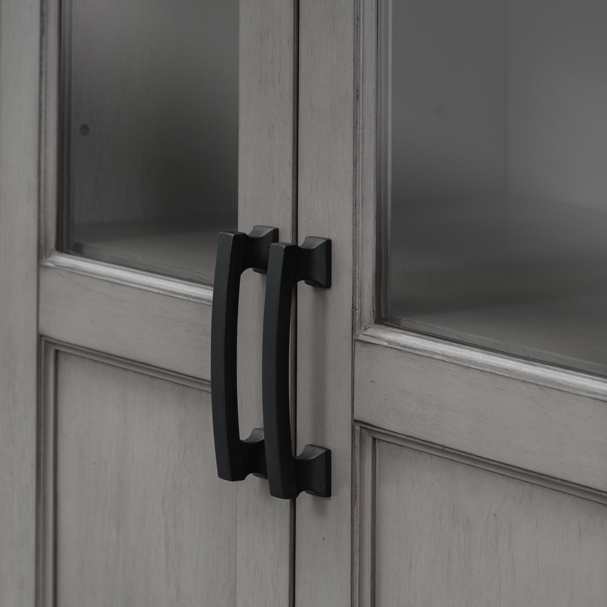 34" Tall MDF 4-door Accent Cabinet with Adjustable Shelf and Metal Handles