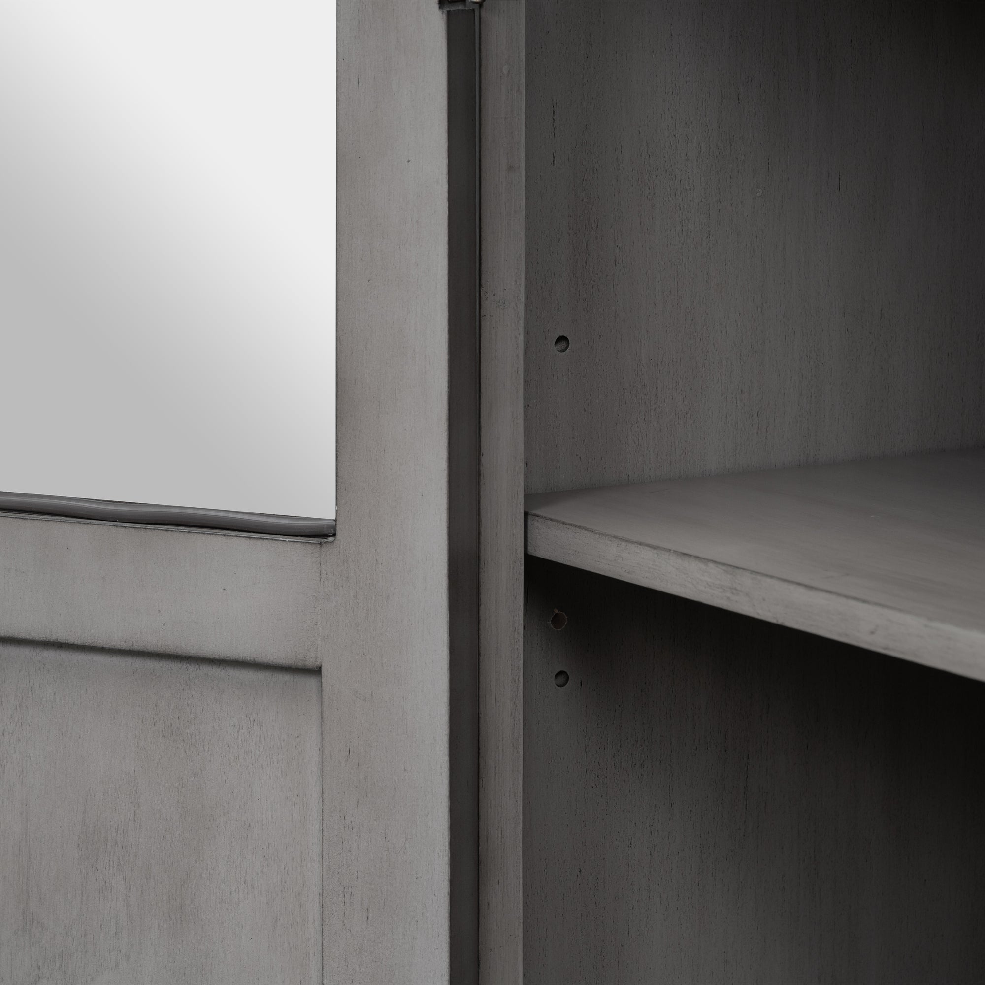34" Tall MDF 4-door Accent Cabinet with Adjustable Shelf and Metal Handles