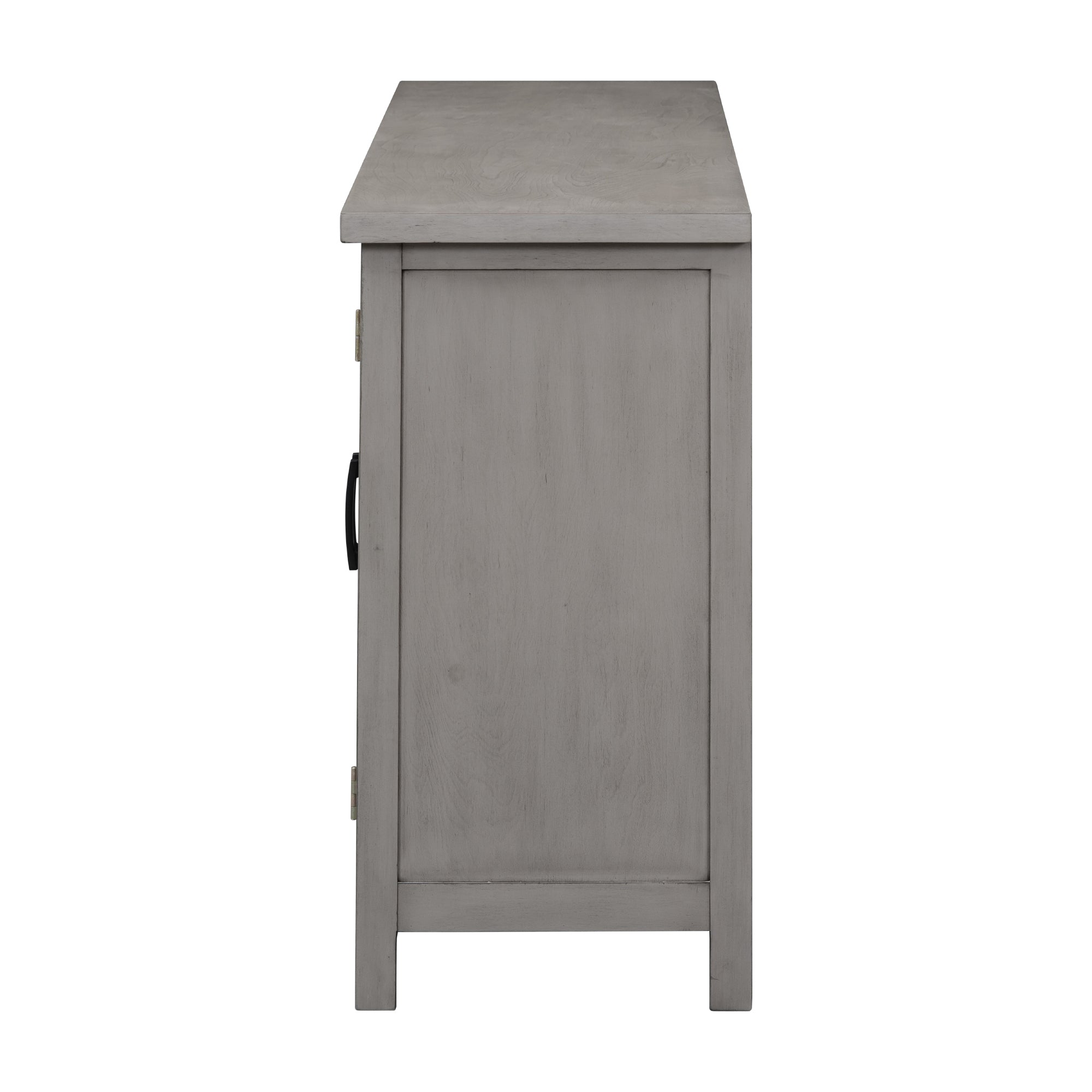 34" Tall MDF 4-door Accent Cabinet with Adjustable Shelf and Metal Handles