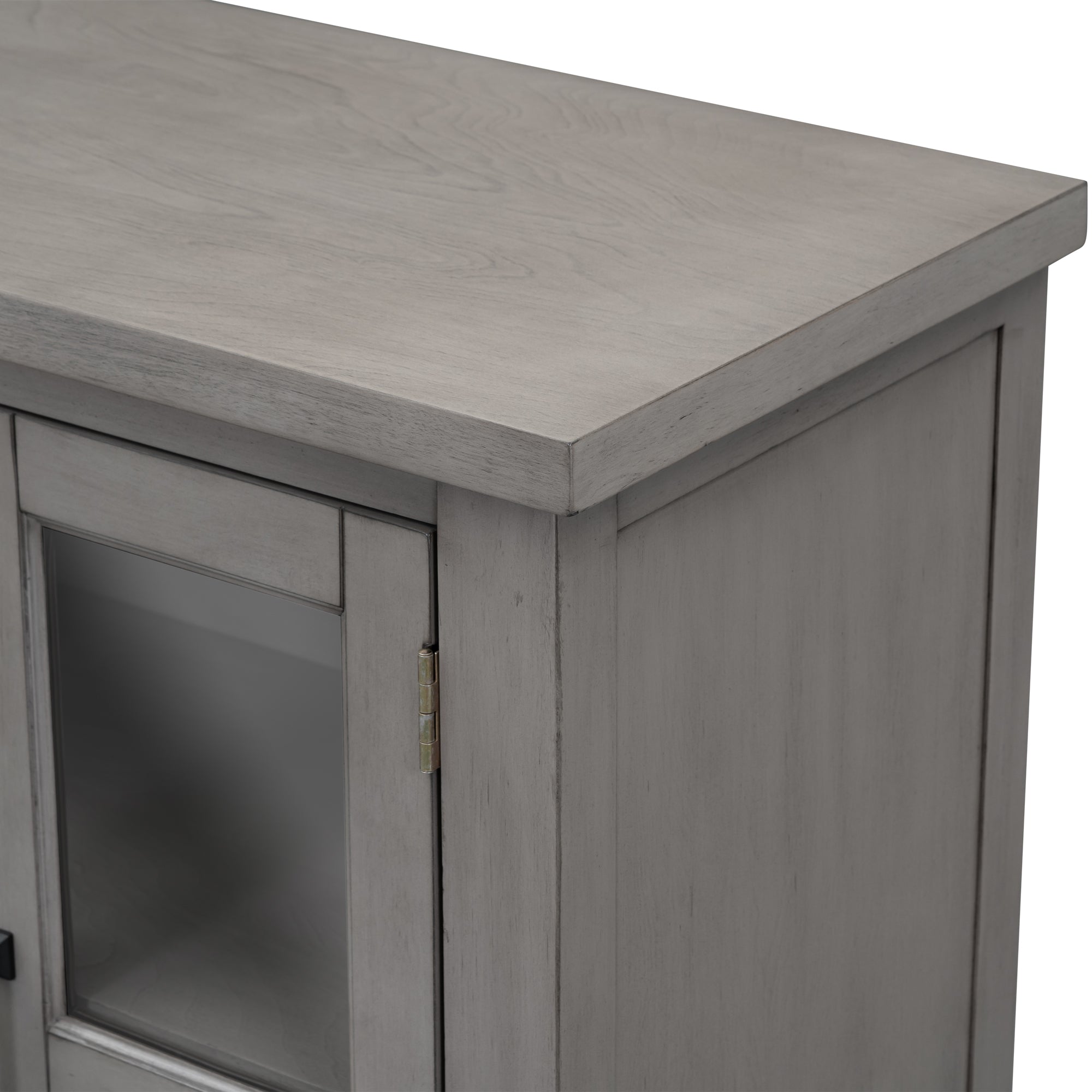 34" Tall MDF 4-door Accent Cabinet with Adjustable Shelf and Metal Handles