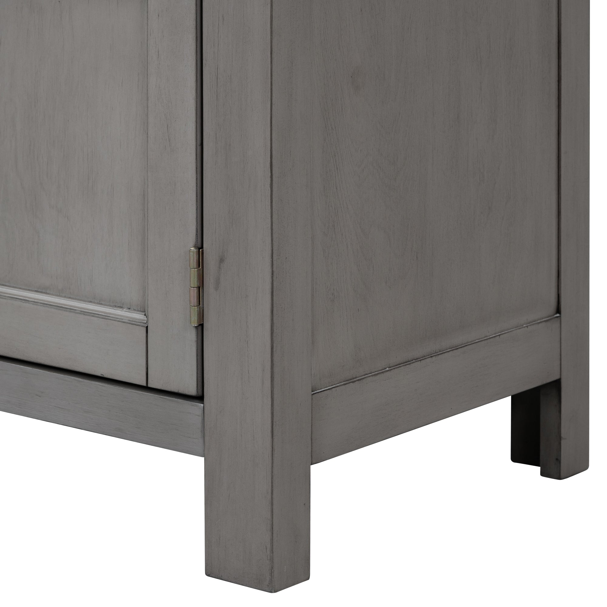 34" Tall MDF 4-door Accent Cabinet with Adjustable Shelf and Metal Handles