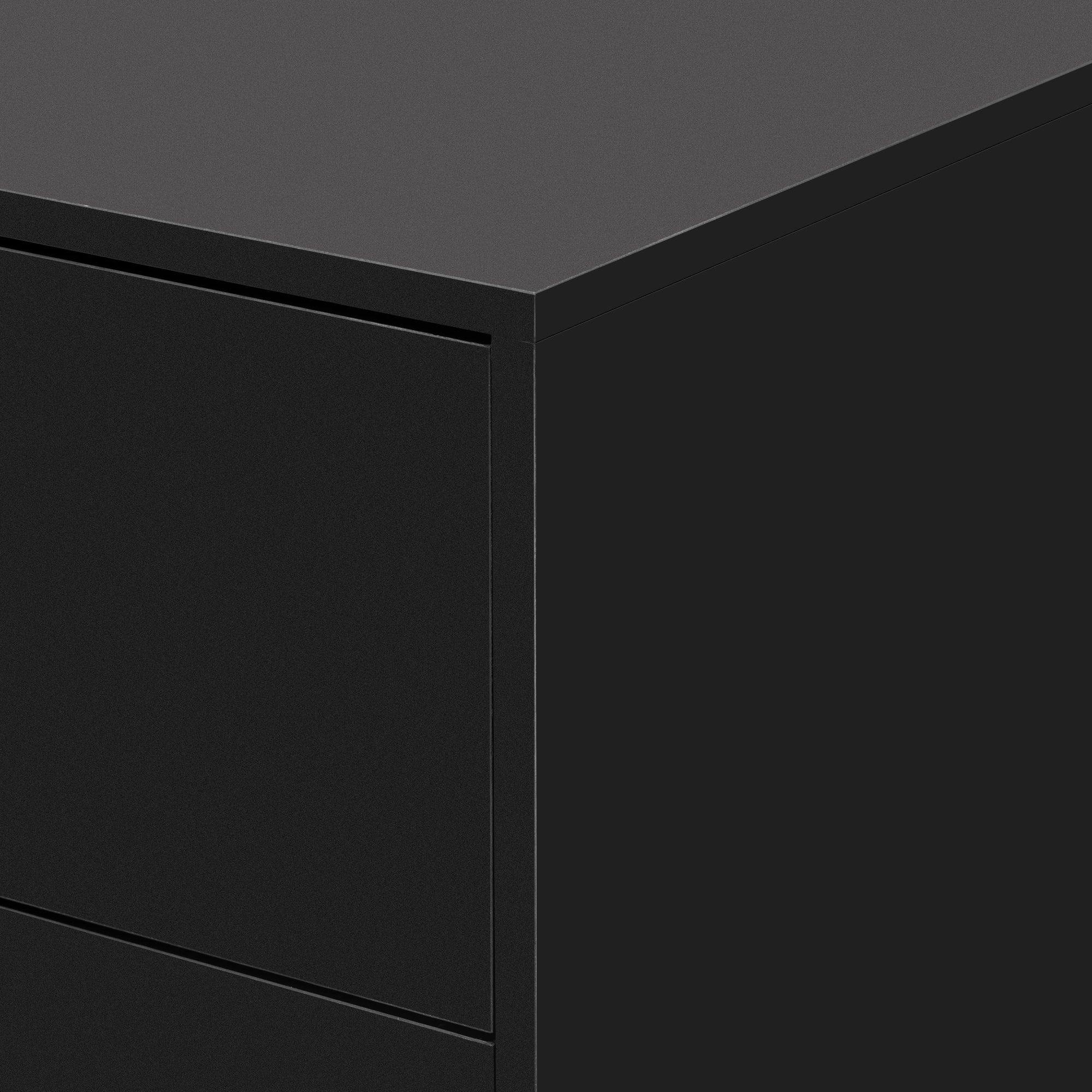 35" Tall MDF 2-door Storage Cabinet with Three Drawers and Metal Handles