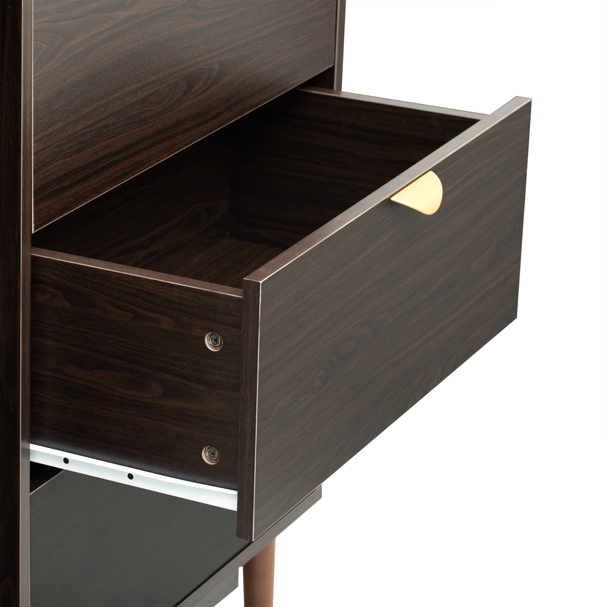 35" Tall MDF 2-door Storage Cabinet with Three Drawers and Metal Handles