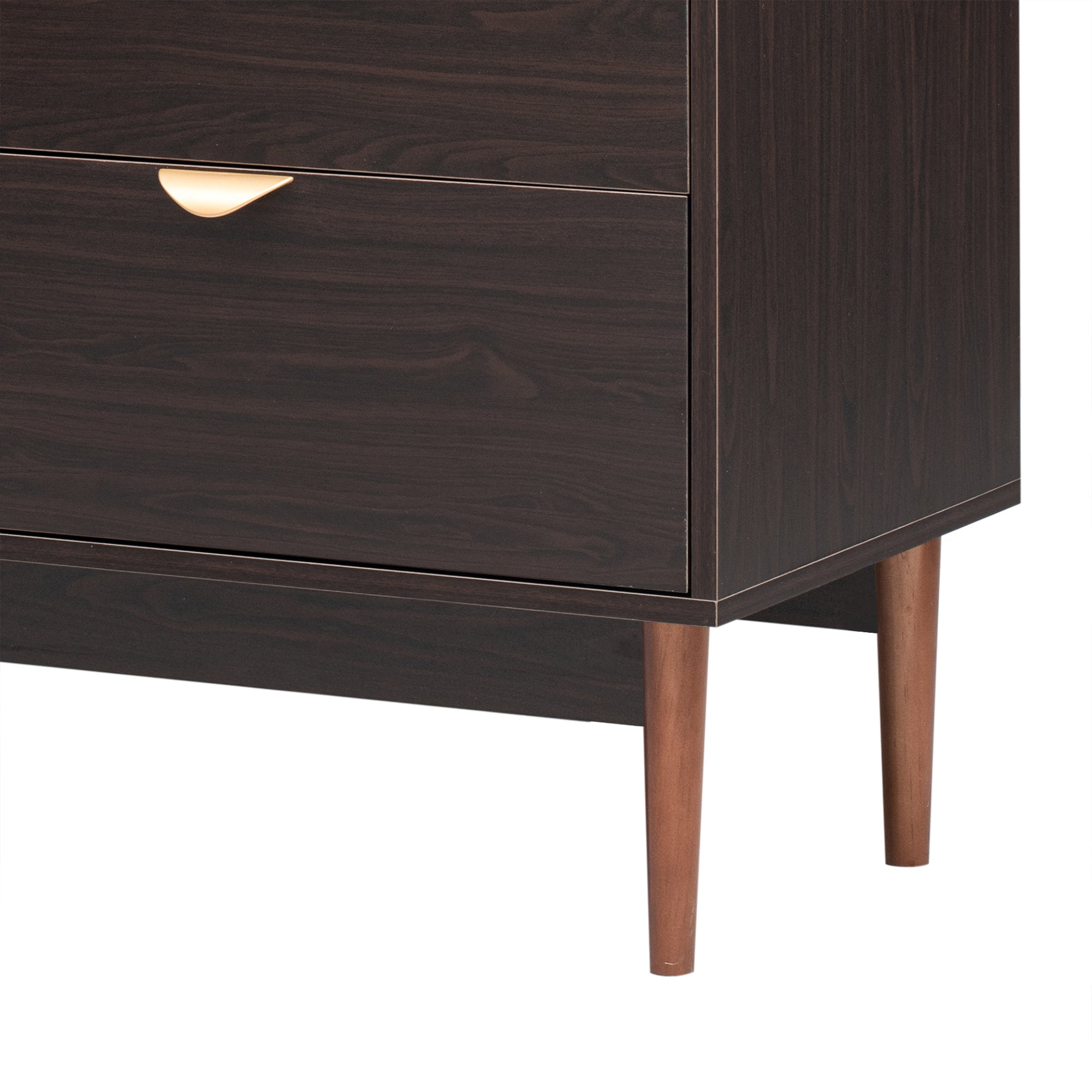 35" Tall MDF 2-door Storage Cabinet with Three Drawers and Metal Handles