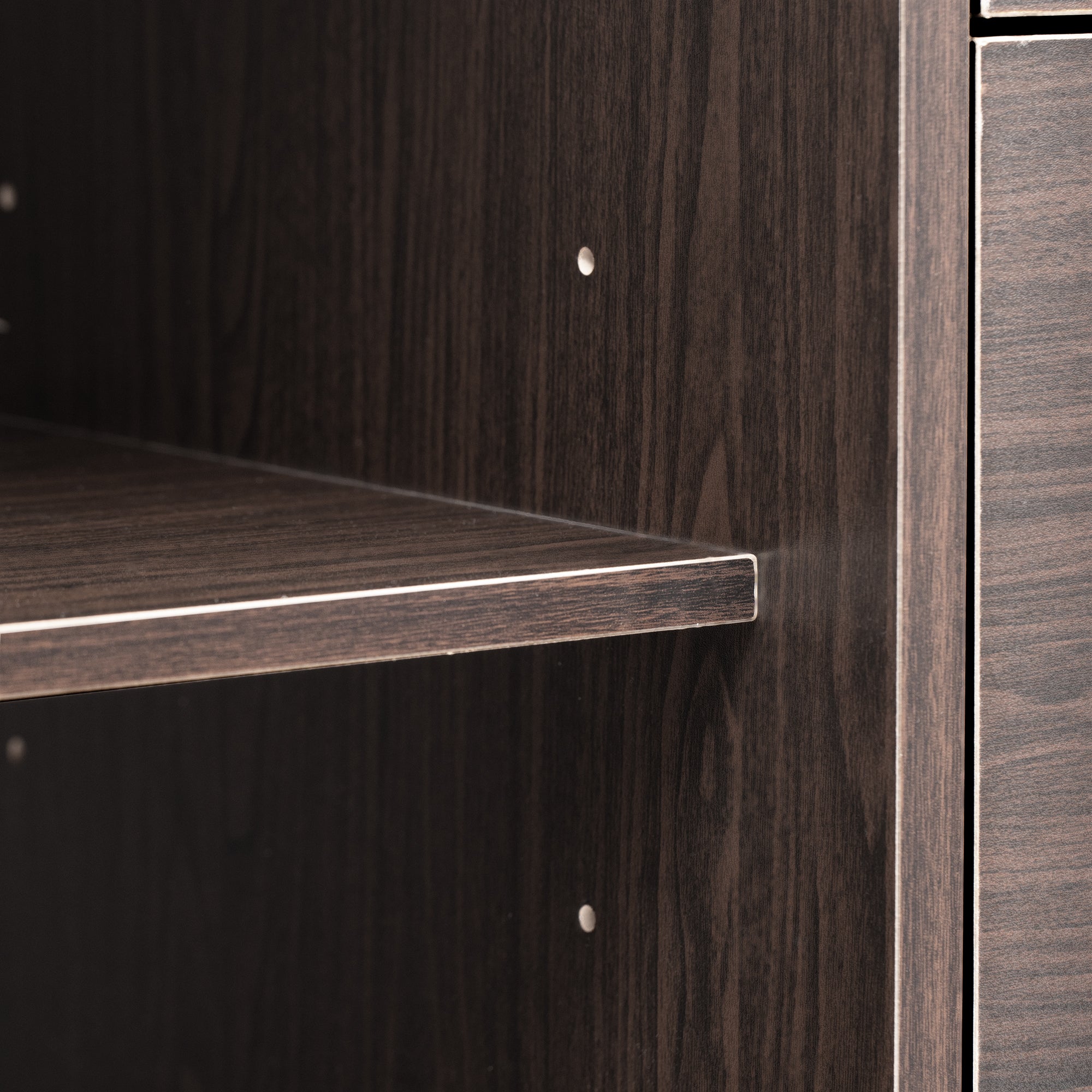 35" Tall MDF 2-door Storage Cabinet with Three Drawers and Metal Handles