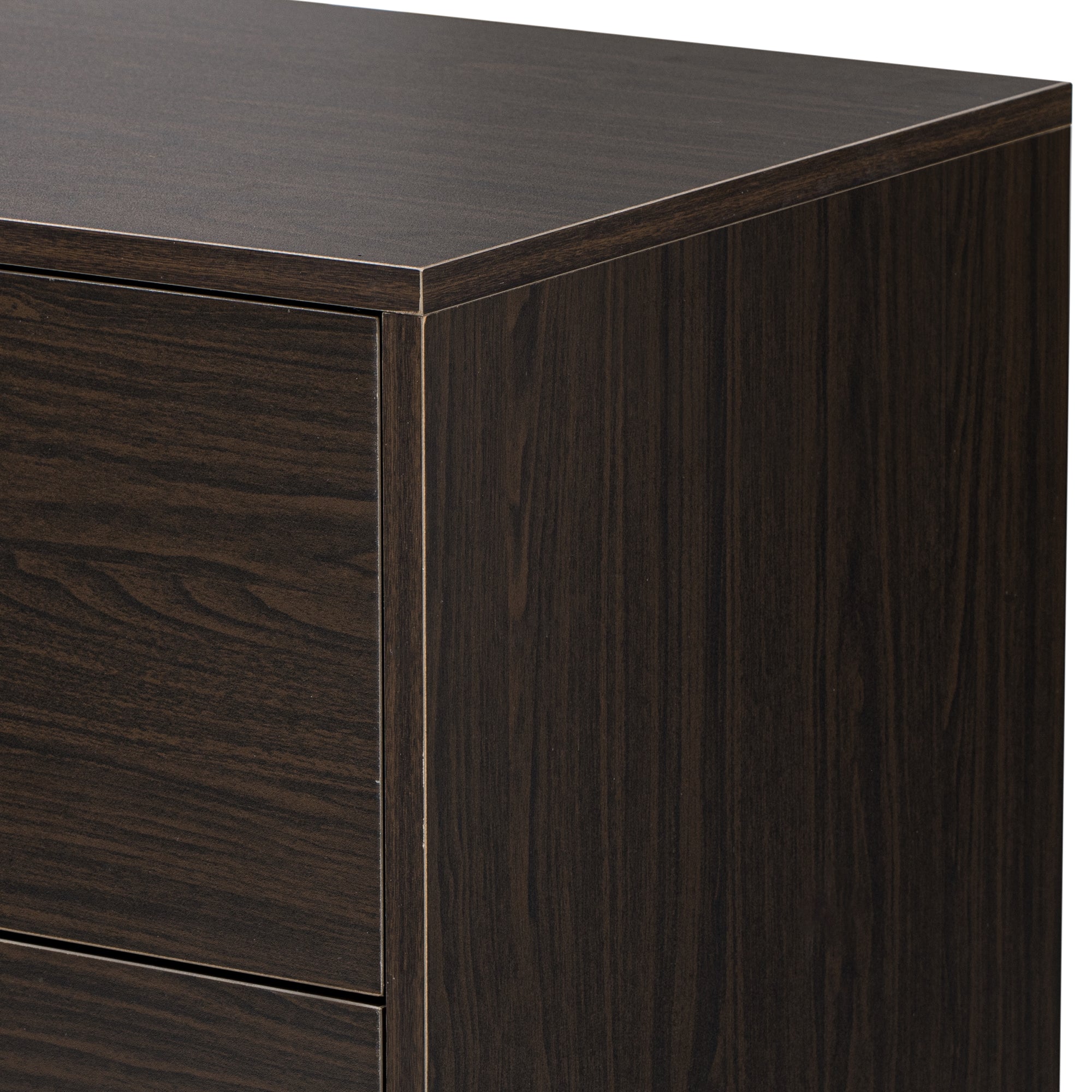 35" Tall MDF 2-door Storage Cabinet with Three Drawers and Metal Handles