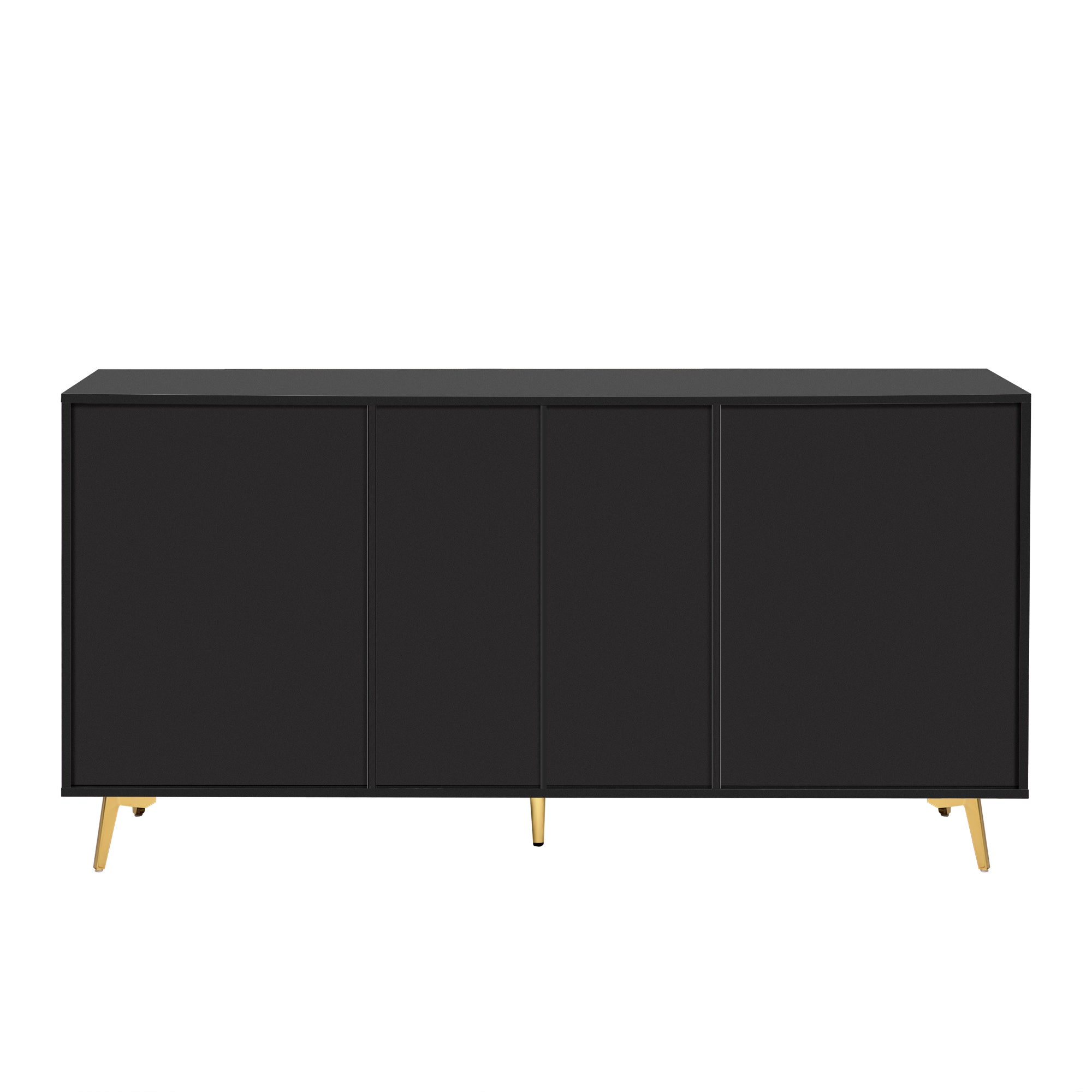 32" Tall 2-door Storage Cabinet with Three Drawers and Metal Handles