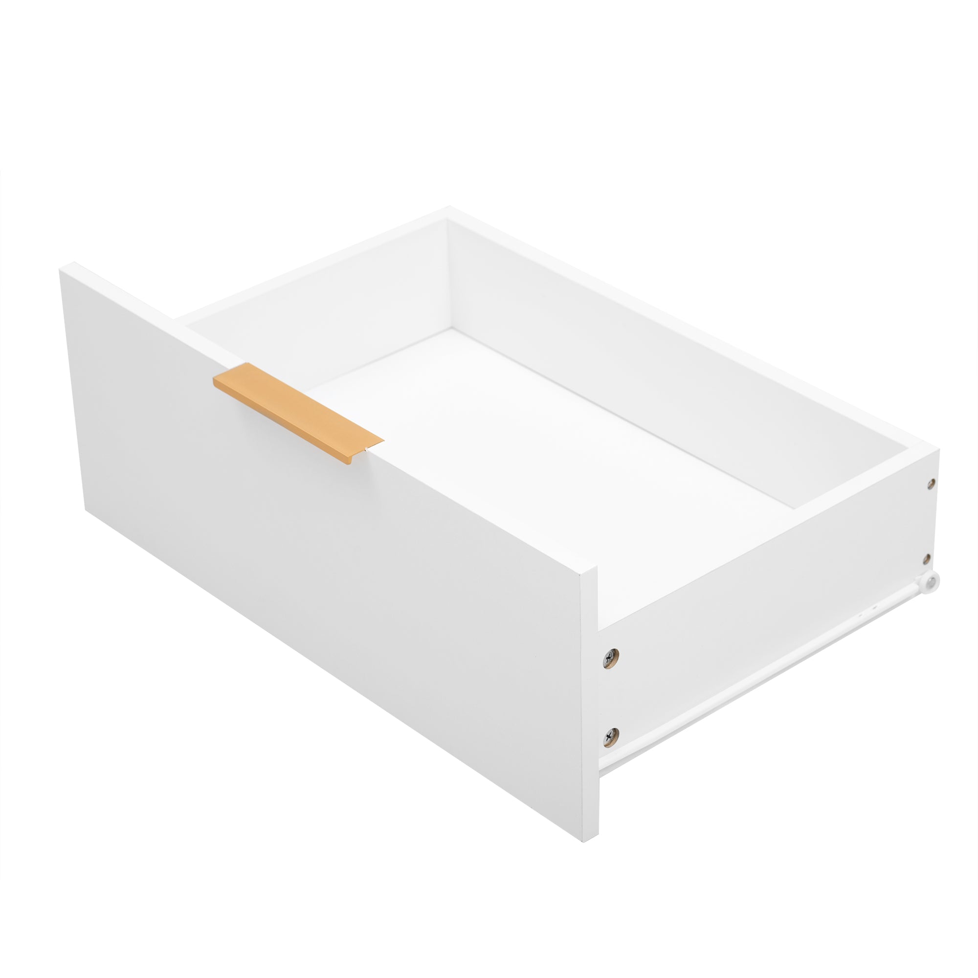 32" Tall 2-door Storage Cabinet with Three Drawers and Metal Handles