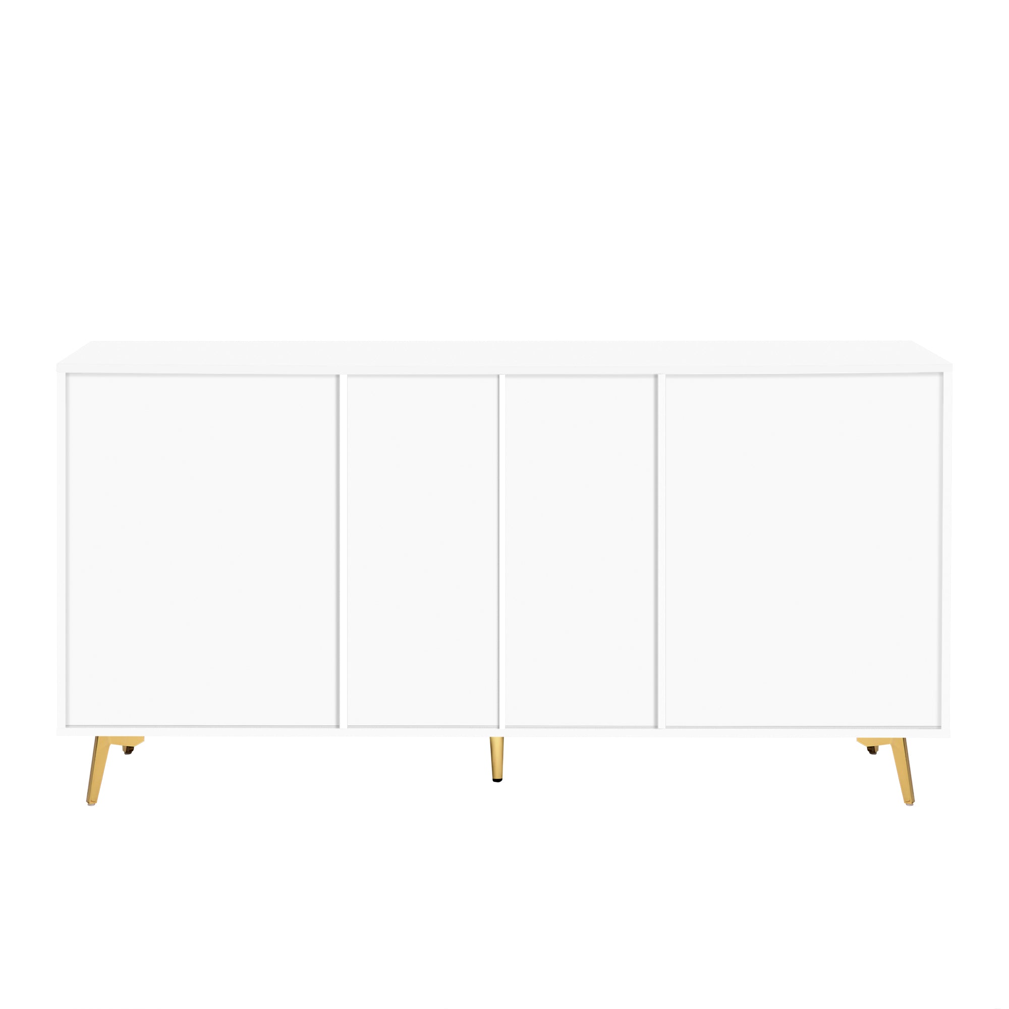 32" Tall 2-door Storage Cabinet with Three Drawers and Metal Handles