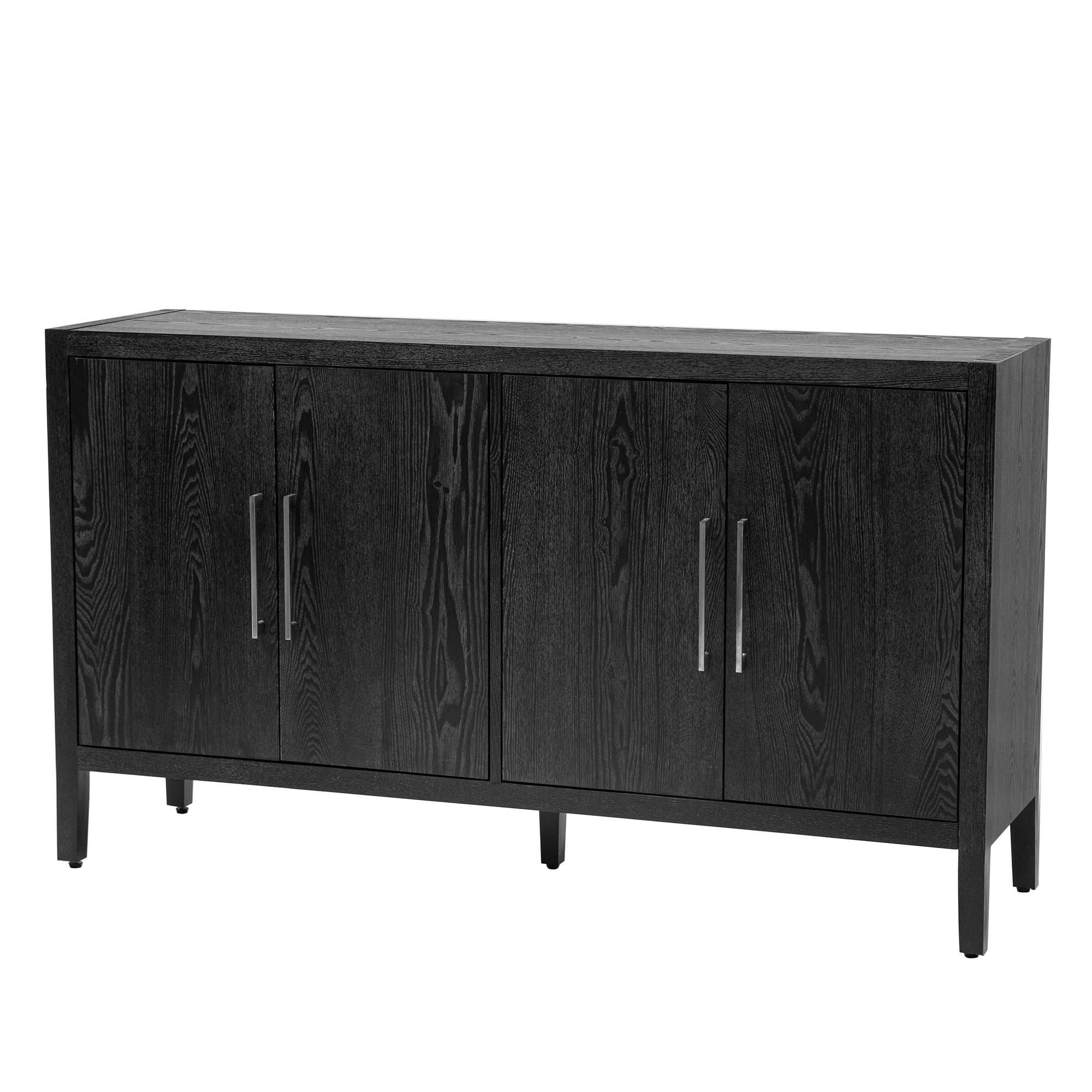 35" Tall MDF 4-door Accent Cabinet with 4 Metal handles and 4 Shelves