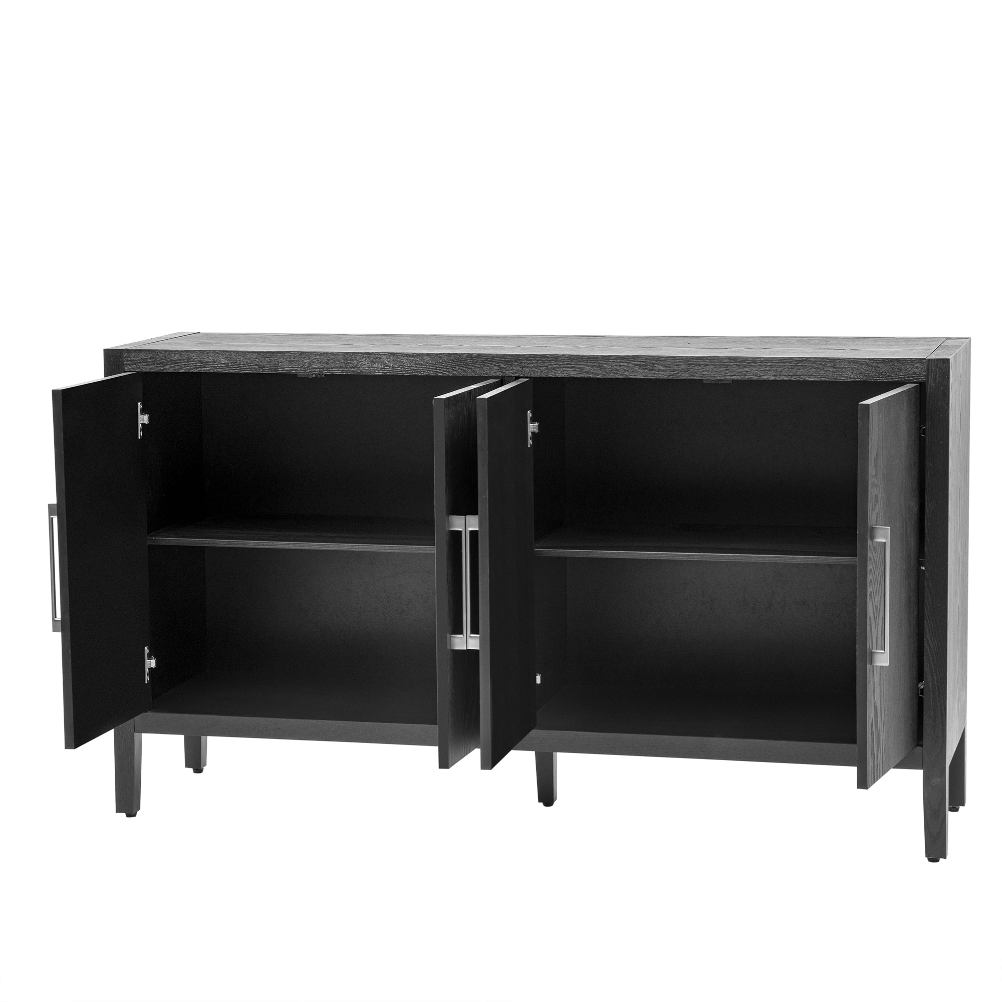 35" Tall MDF 4-door Accent Cabinet with 4 Metal handles and 4 Shelves