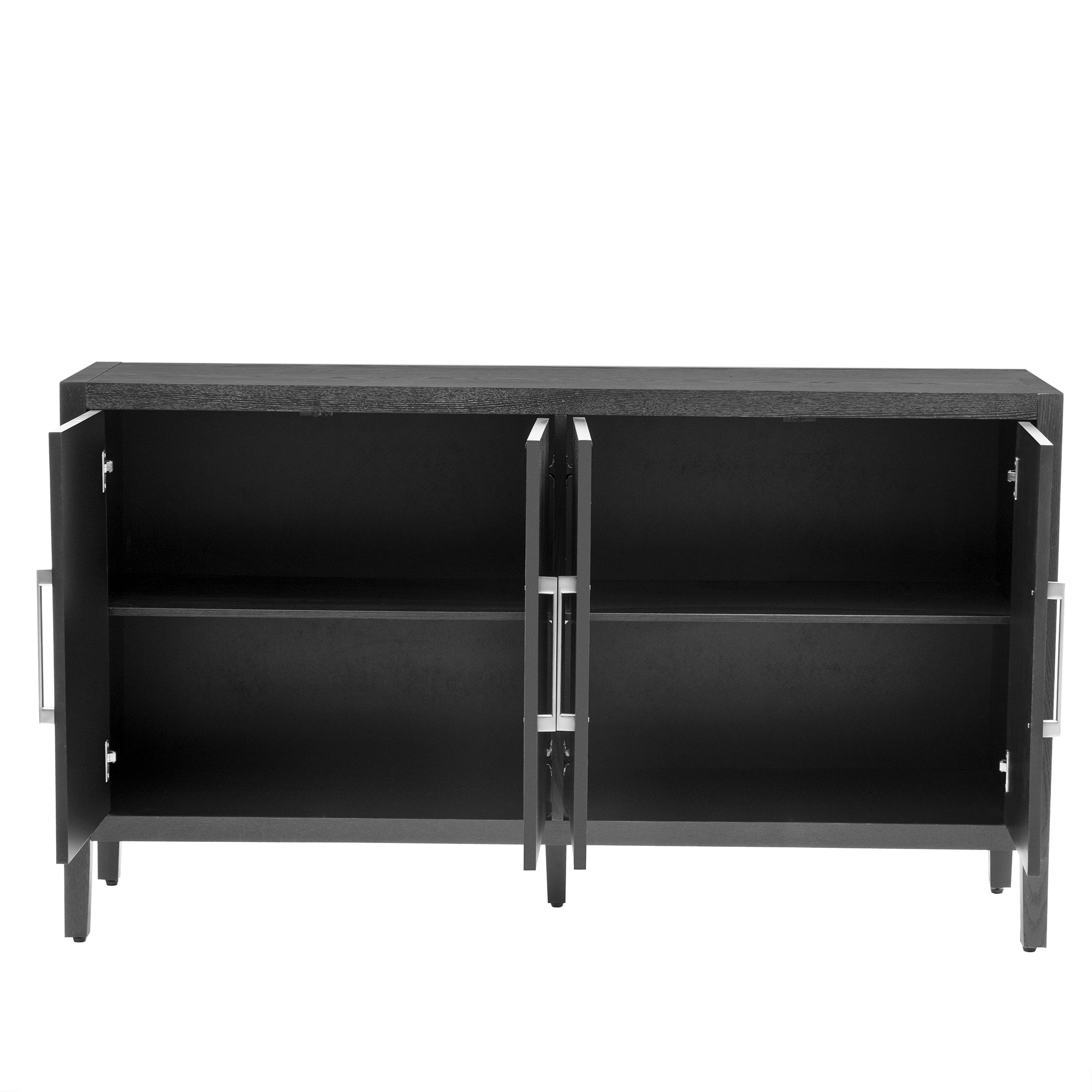 35" Tall MDF 4-door Accent Cabinet with 4 Metal handles and 4 Shelves