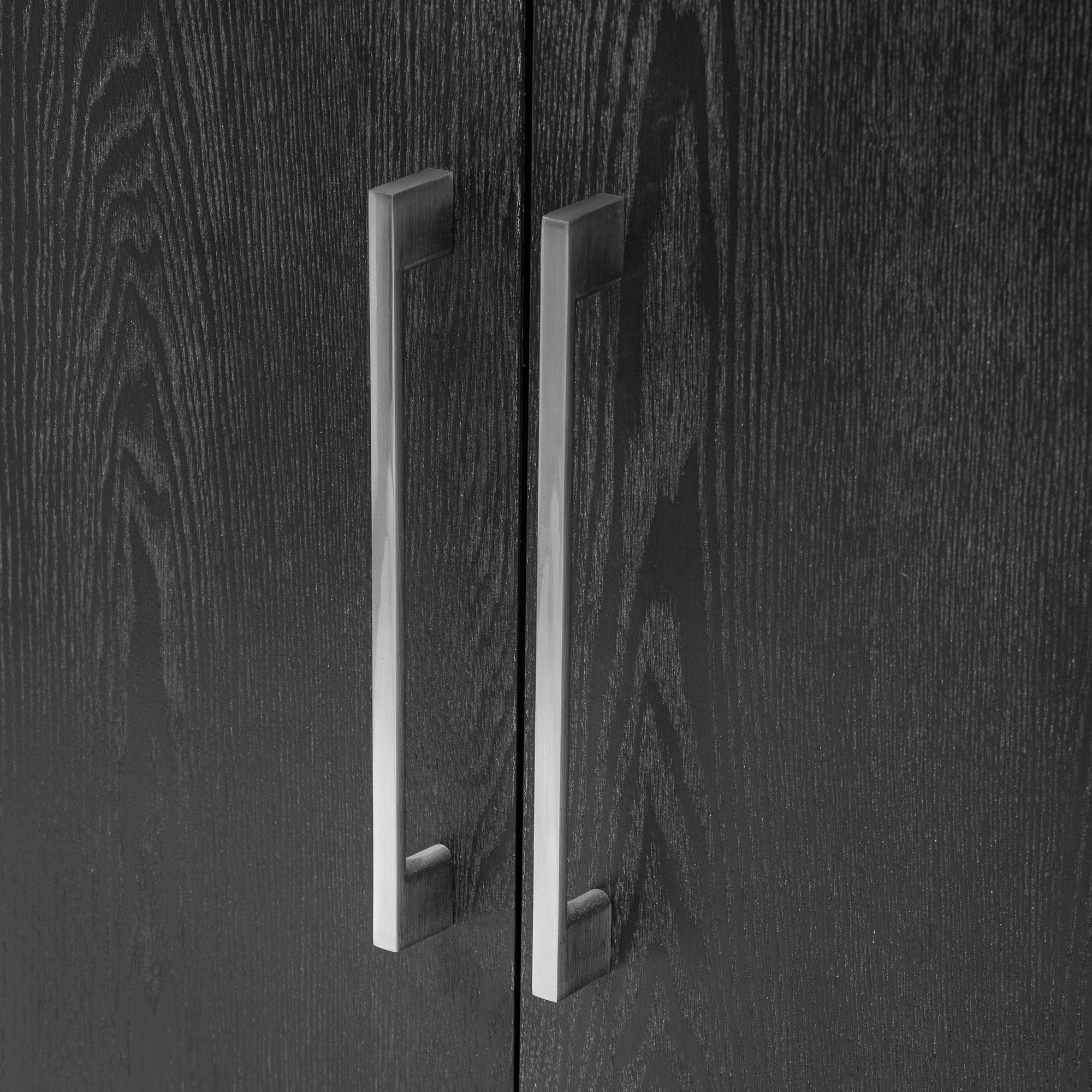 35" Tall MDF 4-door Accent Cabinet with 4 Metal handles and 4 Shelves