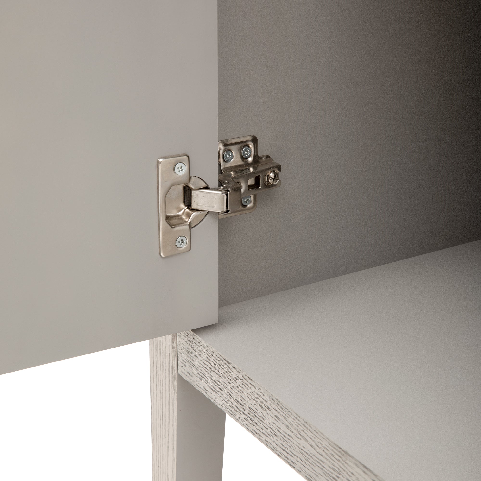 35" Tall MDF 4-door Accent Cabinet with 4 Metal handles and 4 Shelves