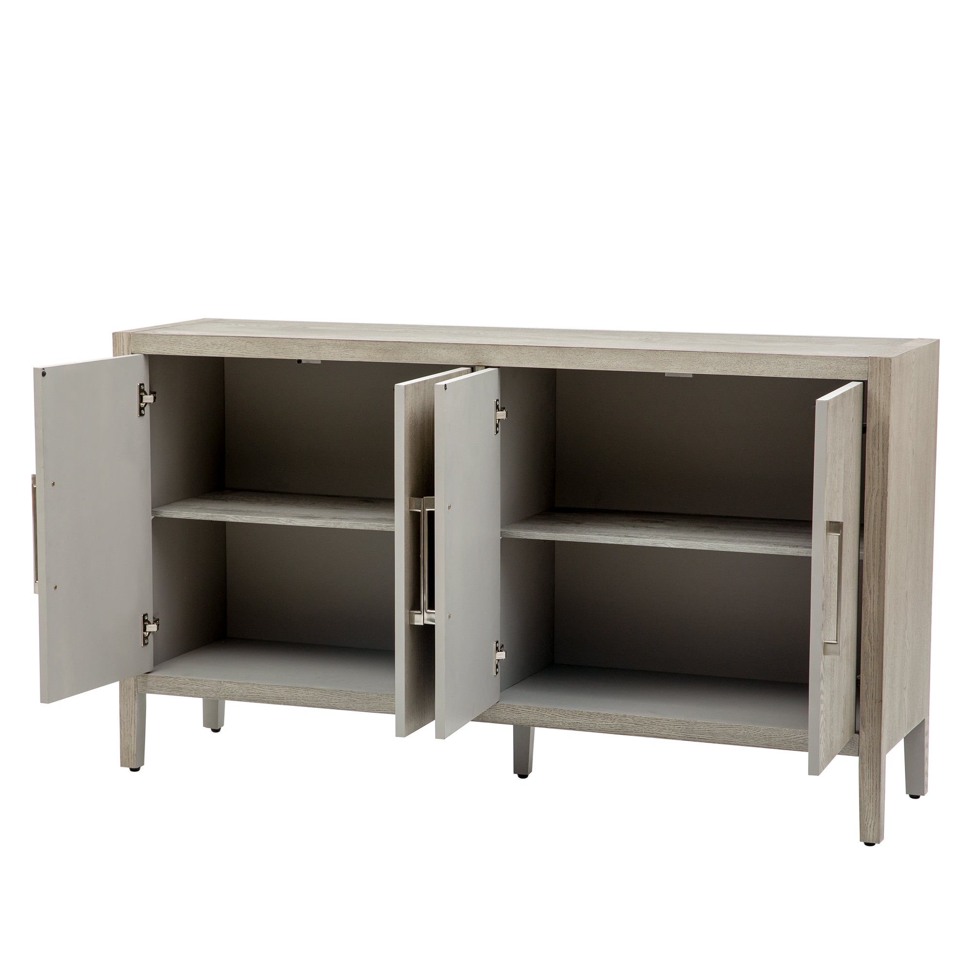 35" Tall MDF 4-door Accent Cabinet with 4 Metal handles and 4 Shelves