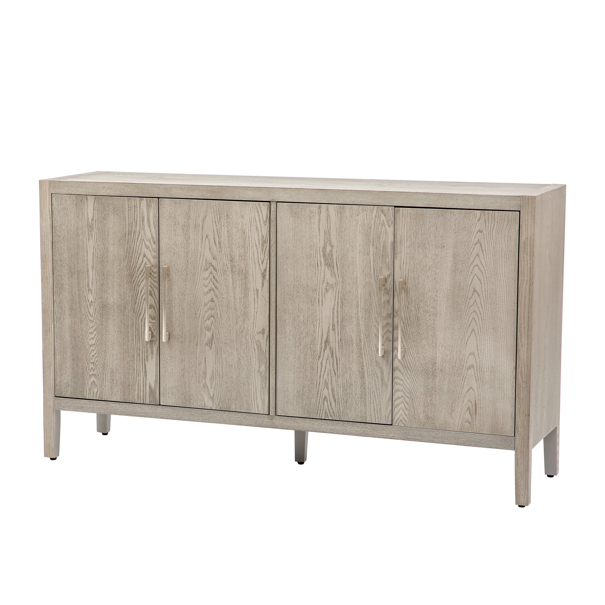 35" Tall MDF 4-door Accent Cabinet with 4 Metal handles and 4 Shelves