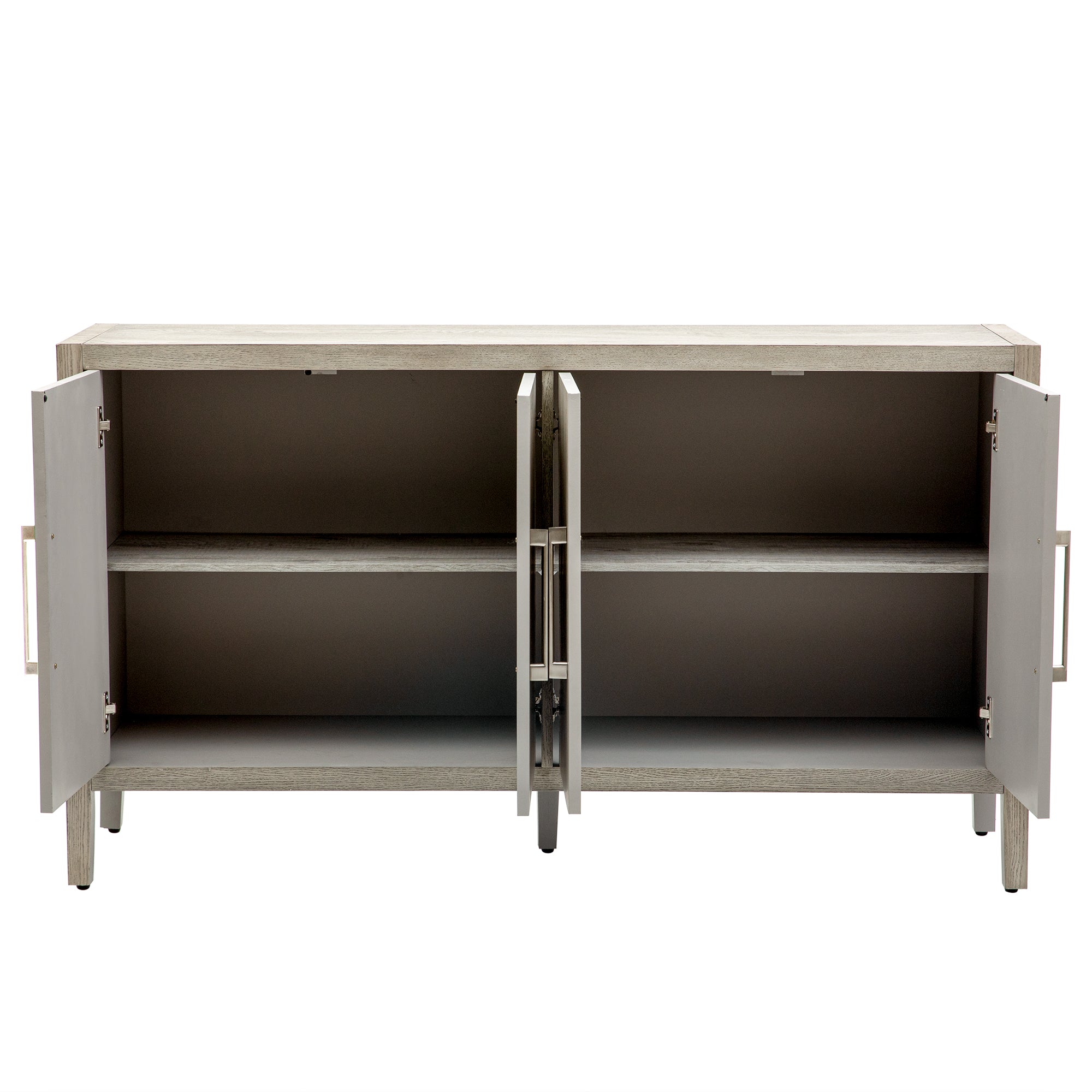 35" Tall MDF 4-door Accent Cabinet with 4 Metal handles and 4 Shelves