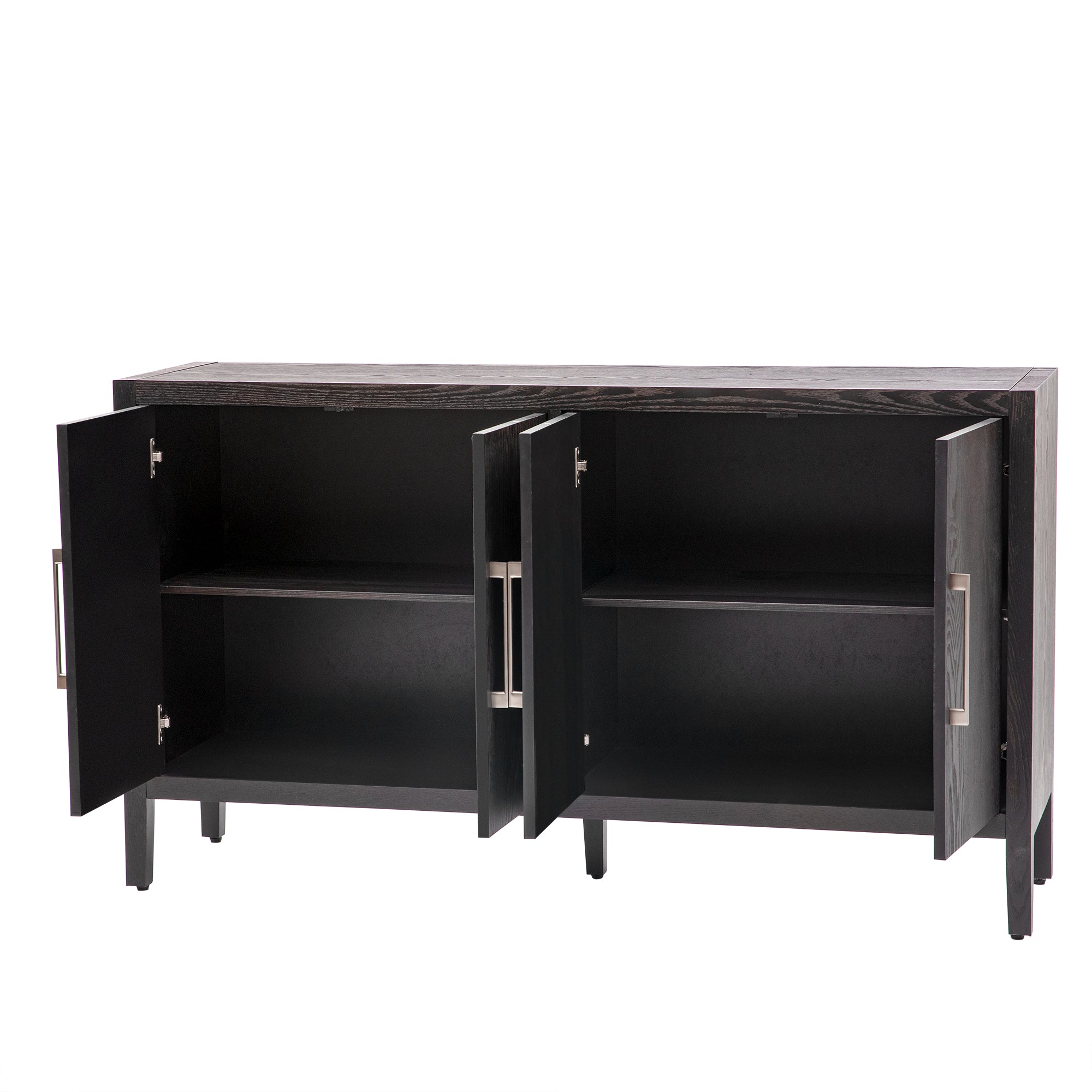 35" Tall MDF 4-door Accent Cabinet with 4 Metal handles and 4 Shelves