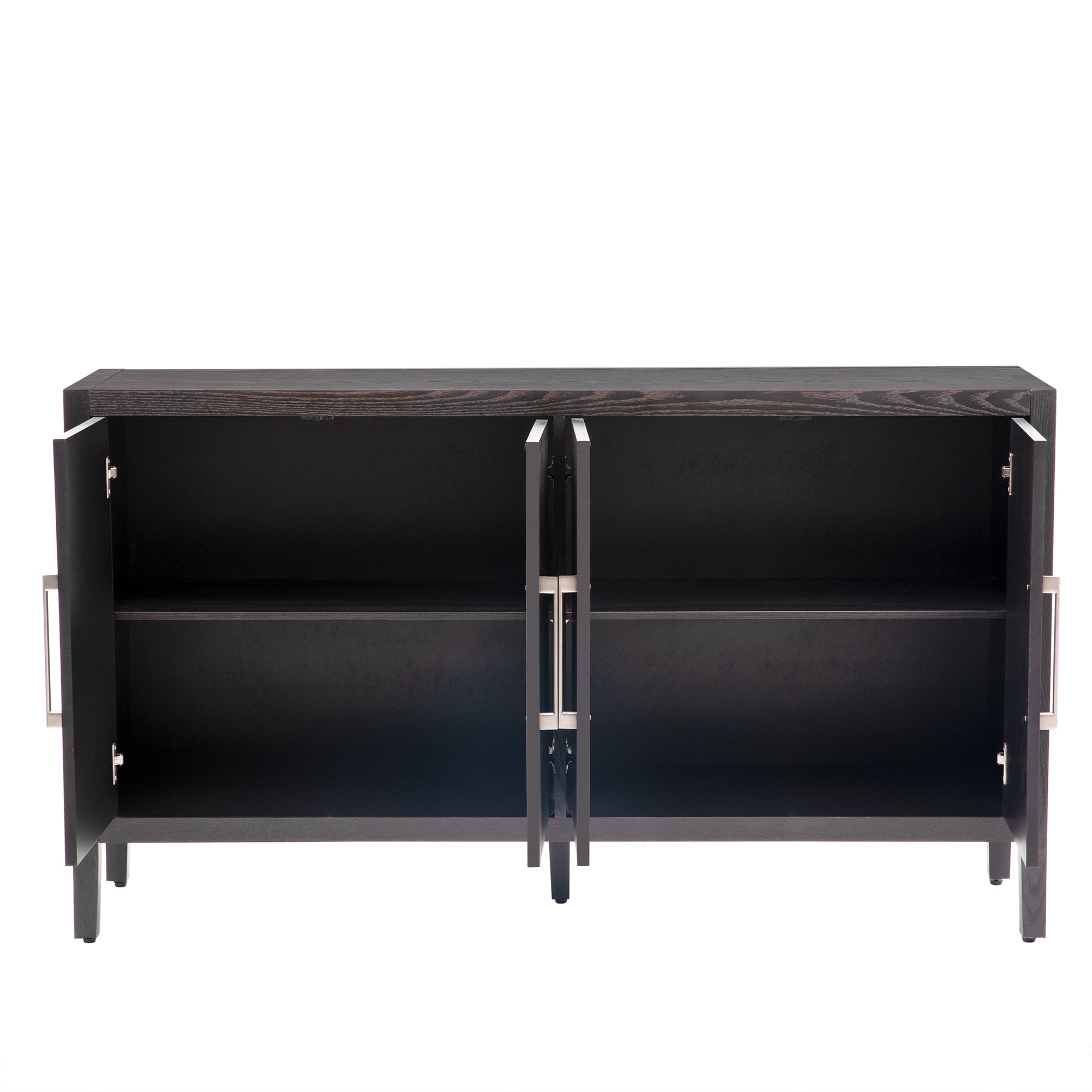 35" Tall MDF 4-door Accent Cabinet with 4 Metal handles and 4 Shelves