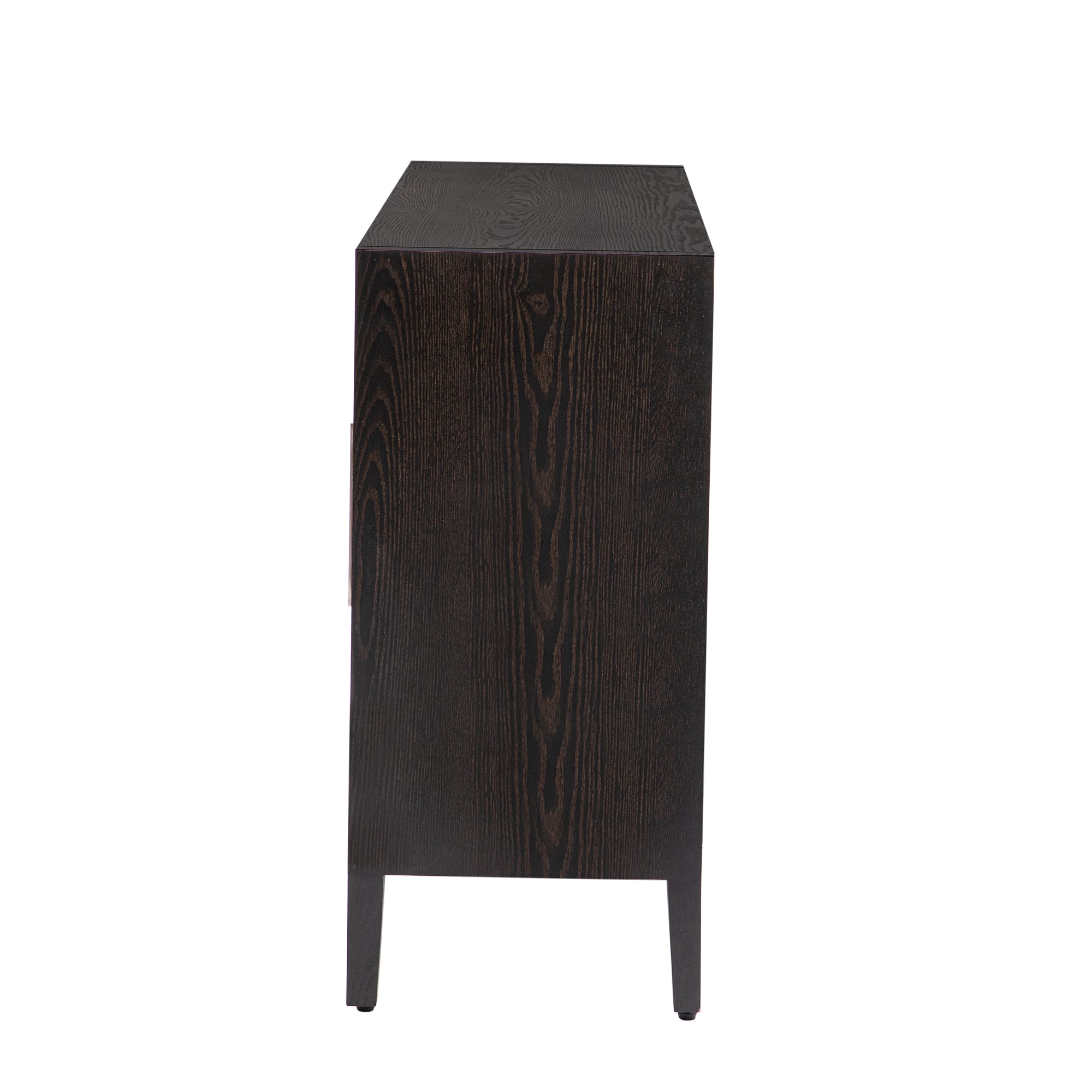 35" Tall MDF 4-door Accent Cabinet with 4 Metal handles and 4 Shelves