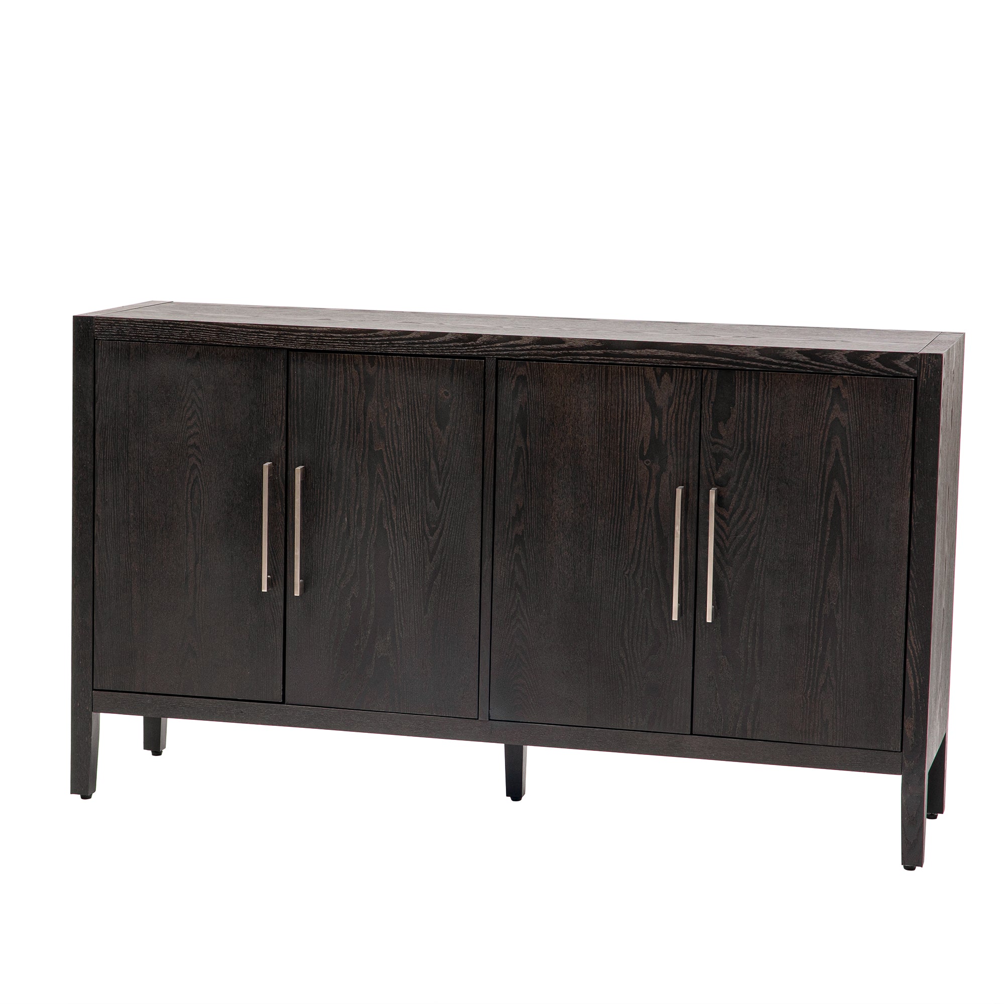 35" Tall MDF 4-door Accent Cabinet with 4 Metal handles and 4 Shelves